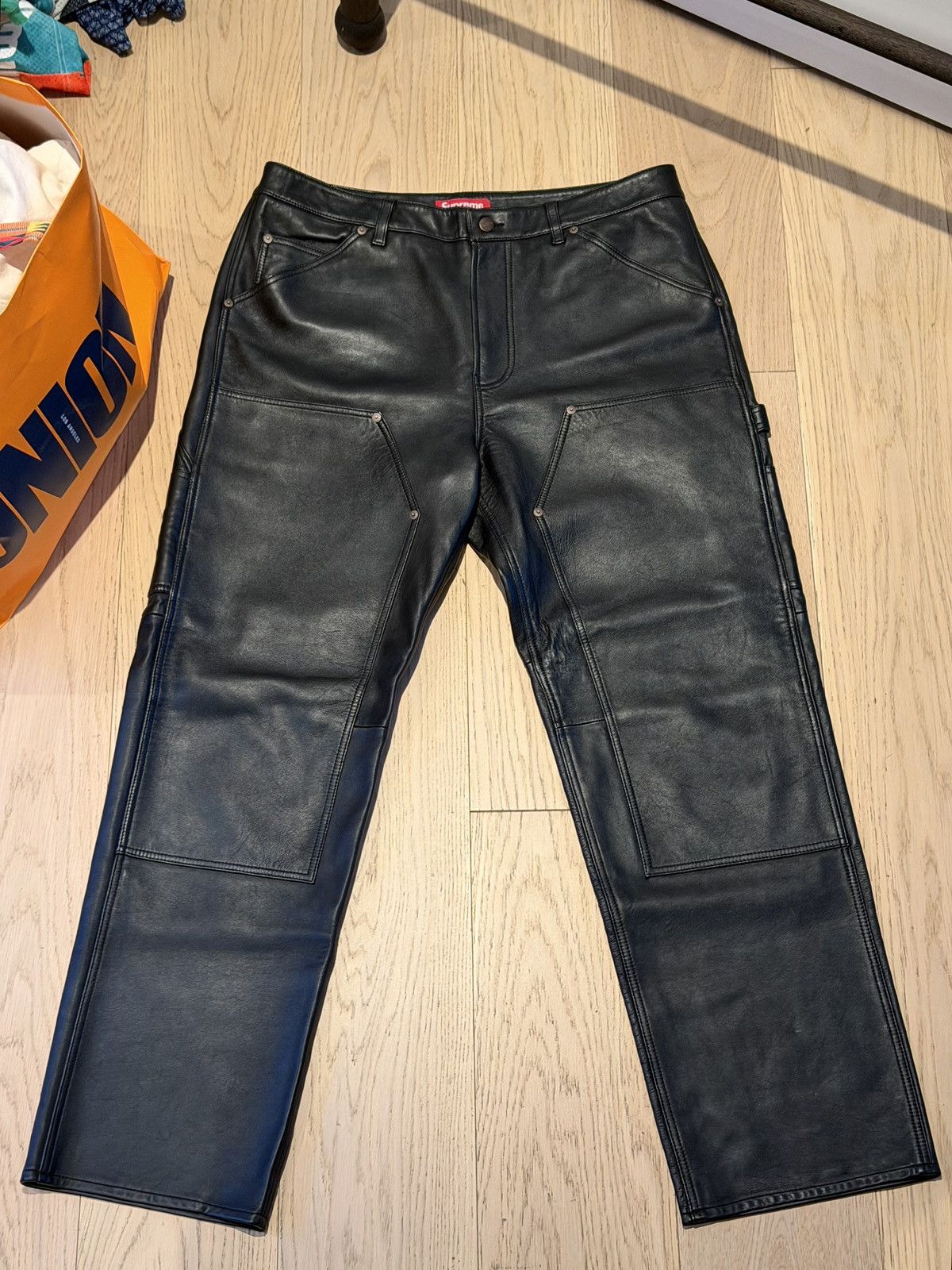 Supreme F/W 2023 Supreme Leather Double Knee Painter Pant 'Black