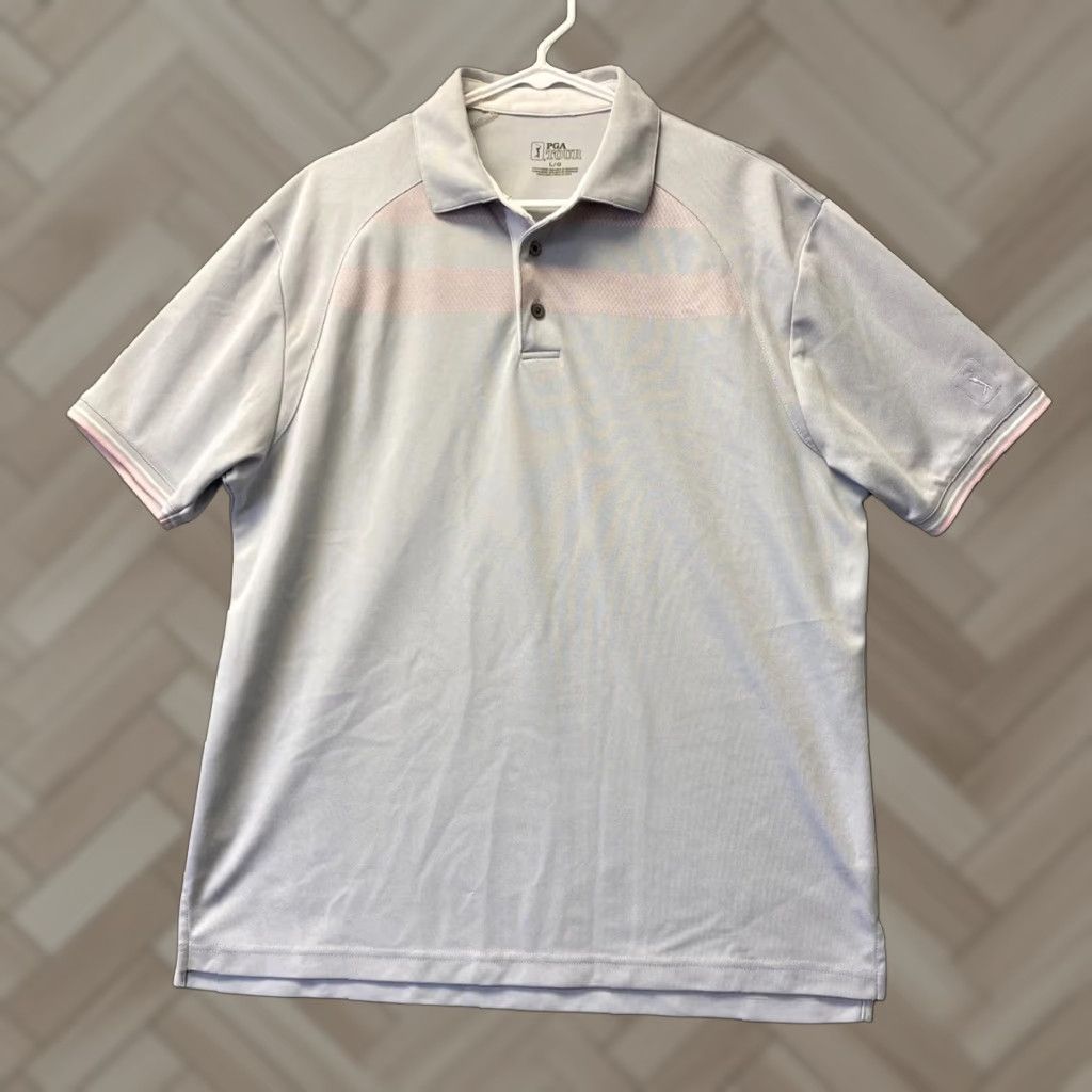 PGA Tour PGA Tour Golf Polo Shirt Short Sleeve Mens LG Gray Striped Regular 111-32 Size US L / EU 52-54 / 3 - 1 Thumbnail