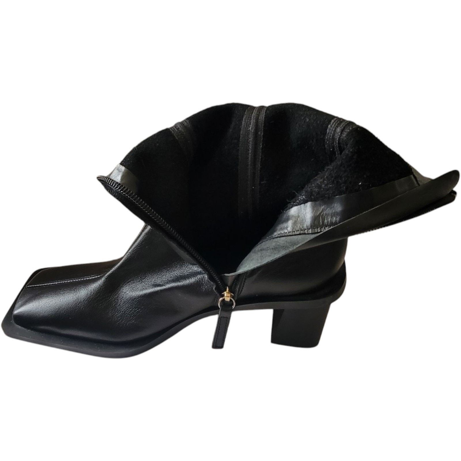 Zara ZARA WOMAN LEATHER HIGH BLOCK HEEL ANKLE BOOTS - Size 38 Size US 8 / IT 38 - 8 Thumbnail