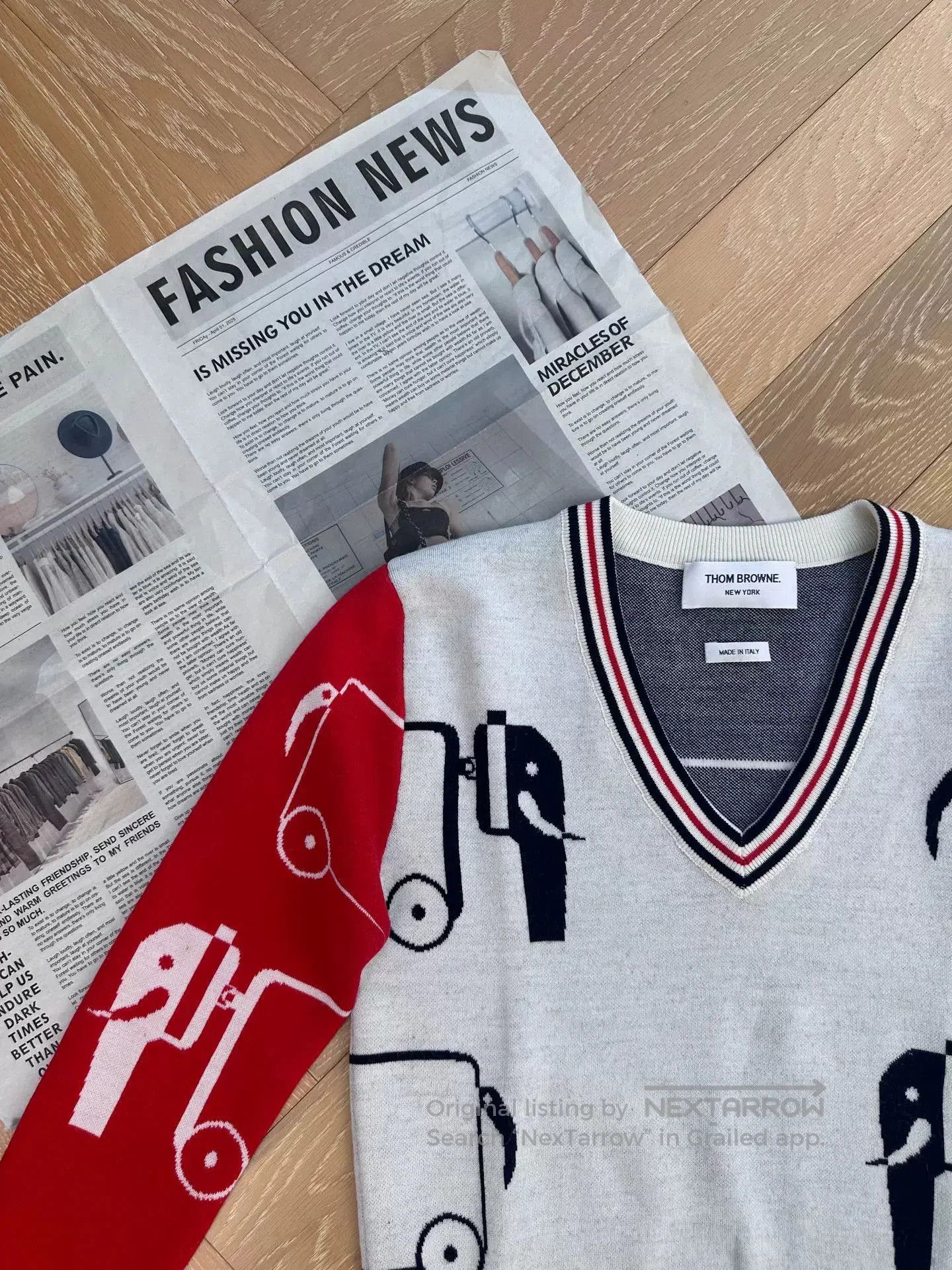 Thom Browne thom browne color-blocked v-neck wool sweater. Size US M / EU 48-50 / 2 - 6 Thumbnail