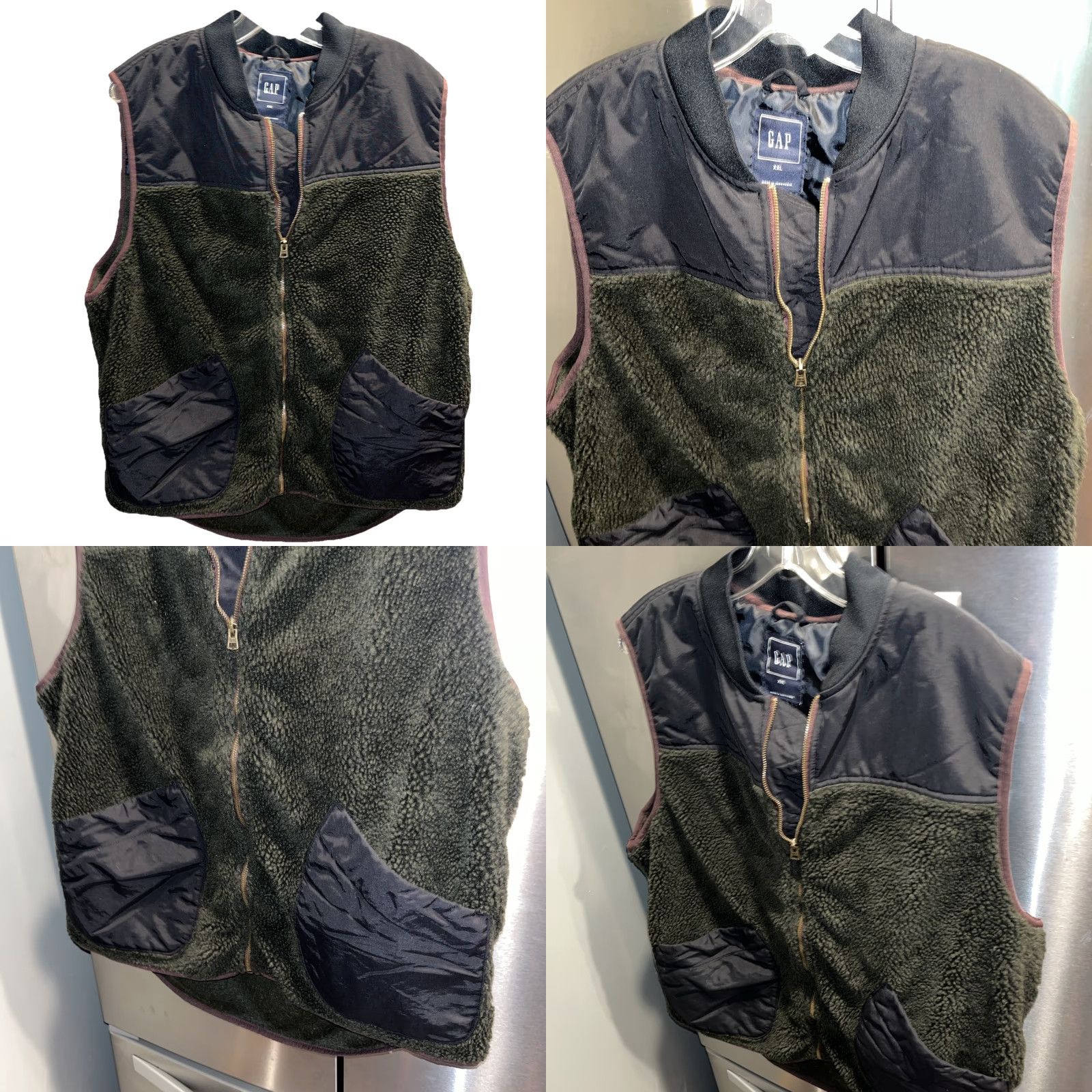Gap VINTAGE GAP GRAY Thick fleece ZIP VEST Big BLUE pockets Men's 2XL Gray with Blue Pockets Fleece Vest Casual Warm Jumper Size US XXL / EU 58 / 5 - 8 Thumbnail