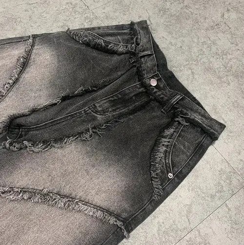 Jean Edged Frayed Straight Leg Jeans - Mid-Rise, Cotton Denim Size US 30 / EU 46 - 4 Thumbnail