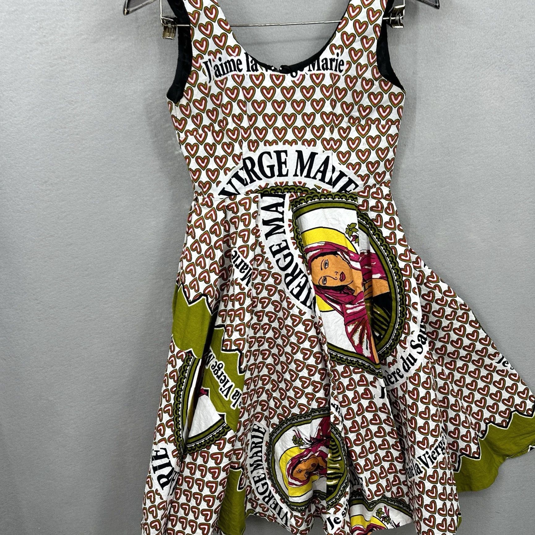 Vintage Handmade Virgen Maria Dress A-Line Short Sleeve Casual Green Embroidered Womens Small Size S / US 4 / IT 40 - 2 Thumbnail