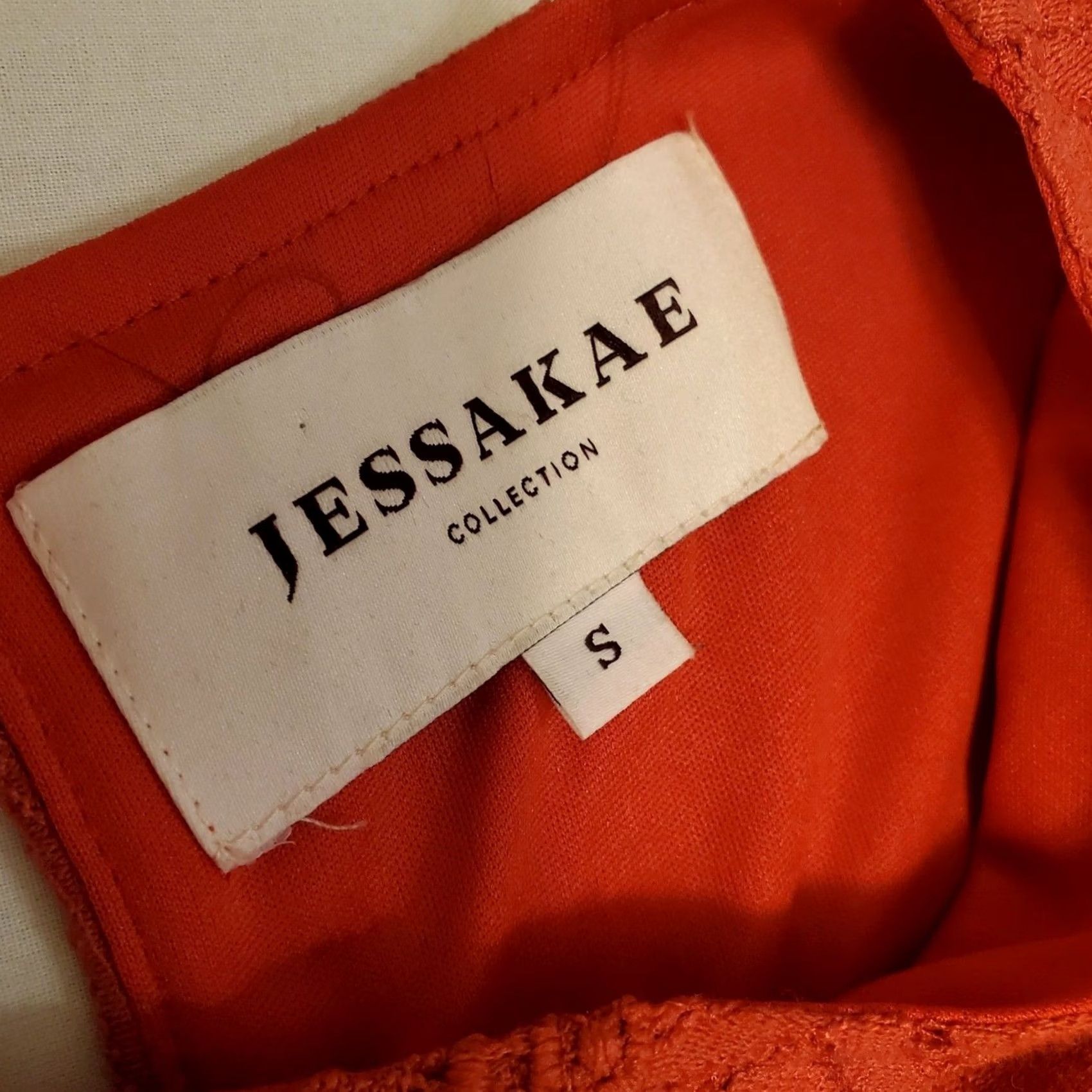 Vintage Jessakae Dress Midi Red Crochet Lined Bohemian Geometric Short Sleeve Round Neck Zip Button S Small Women's Vintage No Size S / US 4 / IT 40 - 6 Thumbnail