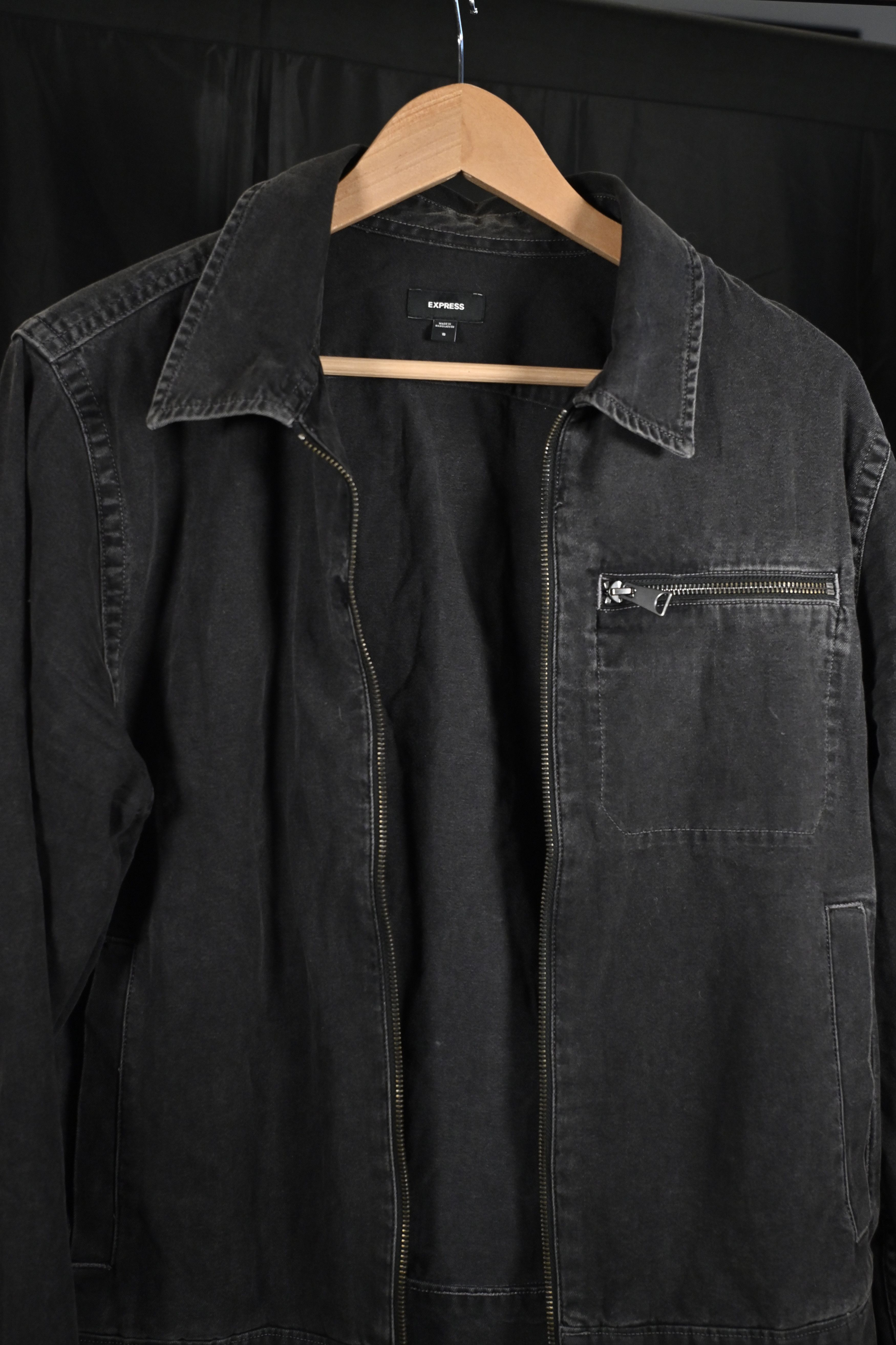 Express Express Black Zip Denim Jacket – Small Size US S / EU 44-46 / 1 - 2 Thumbnail