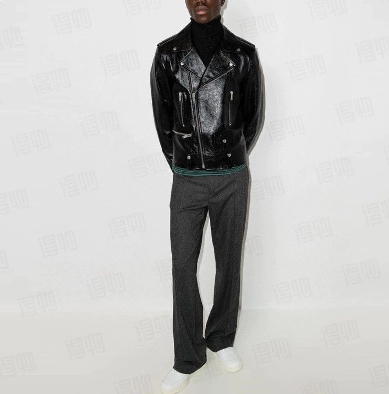 Yves Saint Laurent YSL Men's Black Leather Jacket- Size US M / EU 48-50 / 2 - 8 Thumbnail