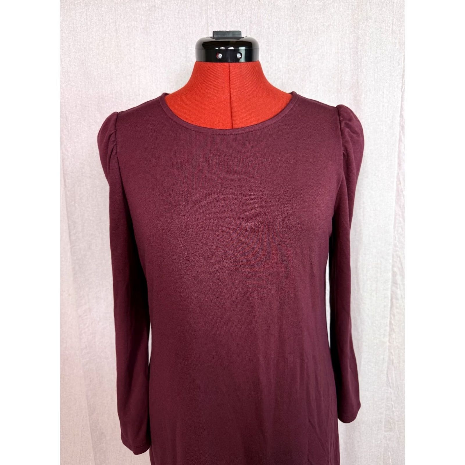 Old Navy Old Navy Womens Dress Small Red Wine Long Sleeve Knee Length D914 Size S / US 4 / IT 40 - 2 Thumbnail