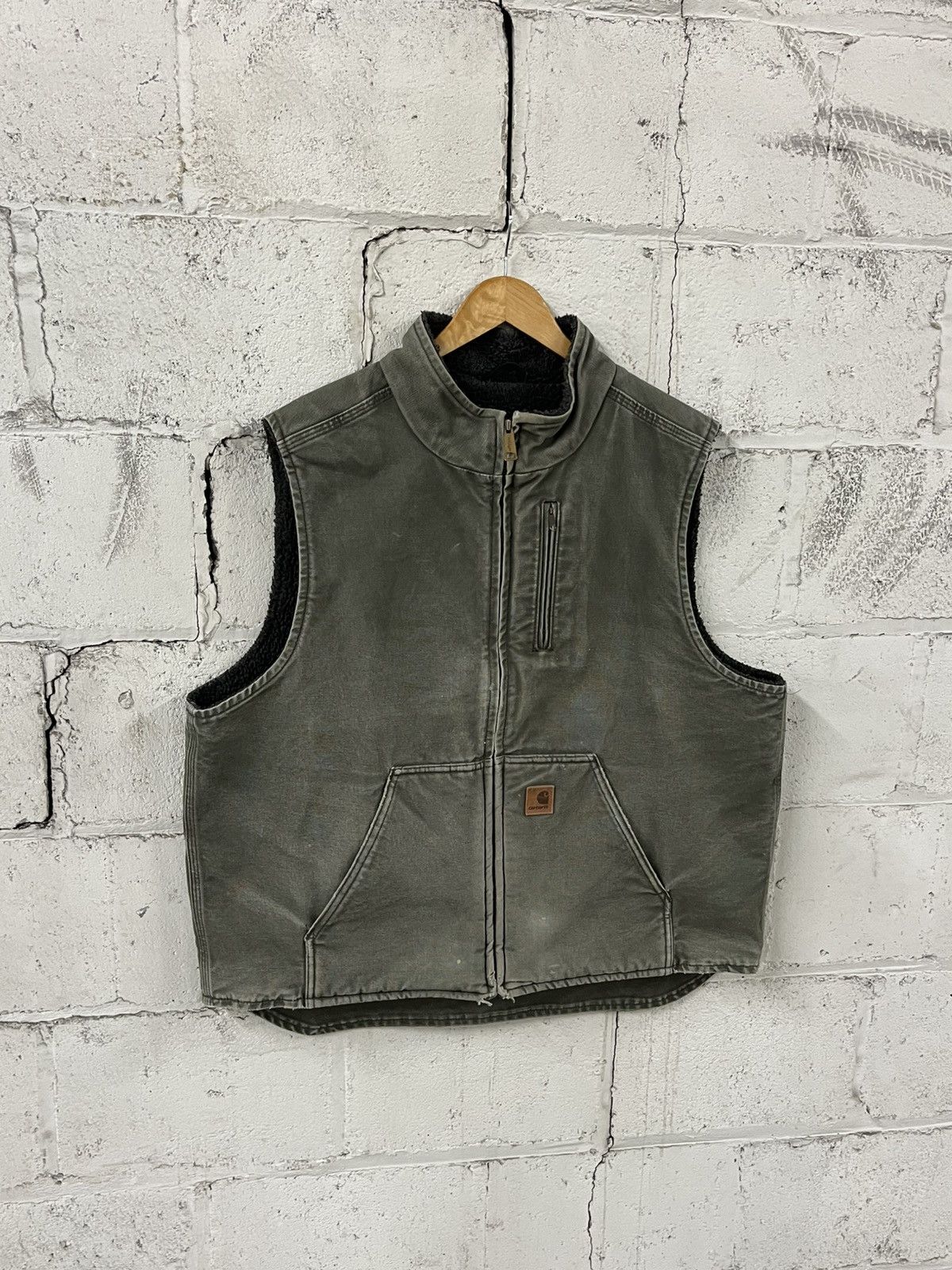 Carhartt vest vintage sun faded green rare workwear