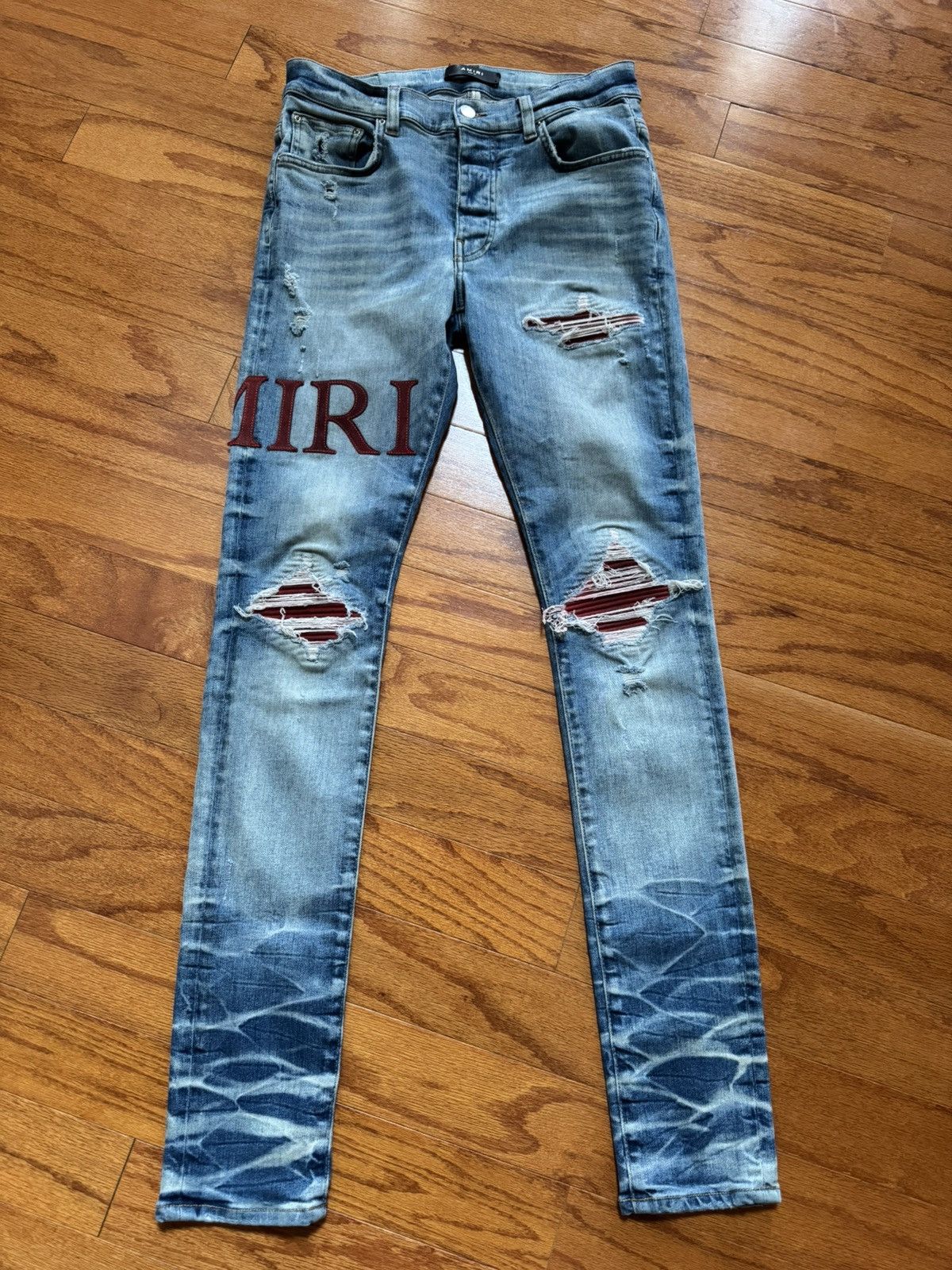 美品 amiri mx 1 29 Amiri Amiri Jeans MX1 Red Side Logo Used 29 | Grailed