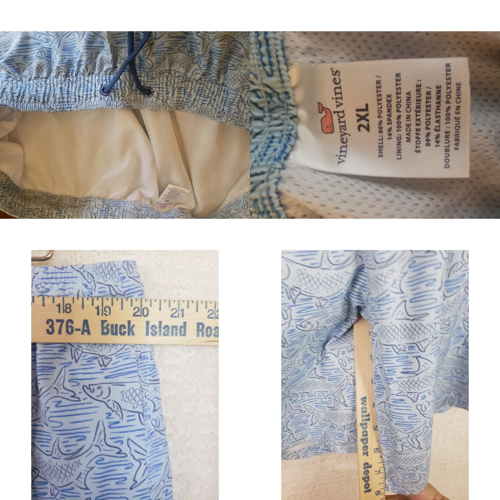 Vineyard Vines Vineyard Vines Mens Trunks Blue Lined All Over Pattern Fish Tarpon 2XL Size US 39 - 10 Thumbnail
