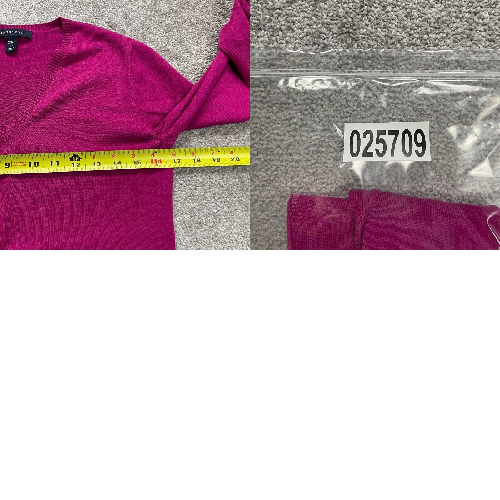 Lands' End Lands' End Sweater Women XS Fuchsia Pink V-Neck Tight Knit Casual Workwear Size XS / US 0-2 / IT 36-38 - 8 Thumbnail