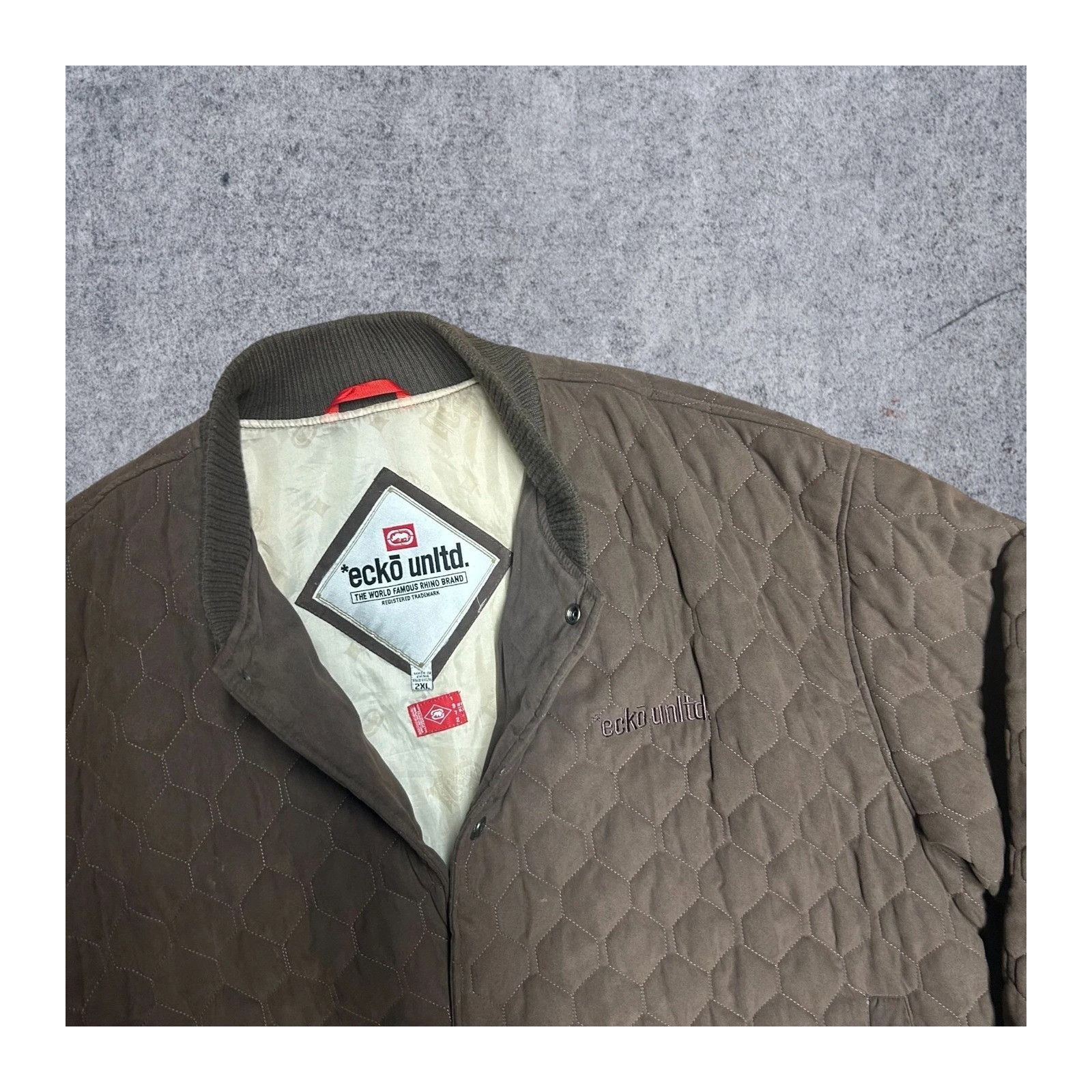 Ecko Unltd. Ecko Unltd Bomber Jacket Mens 2XL Suede Quilted Full Zip Bro Size US XXL / EU 58 / 5 - 4 Thumbnail