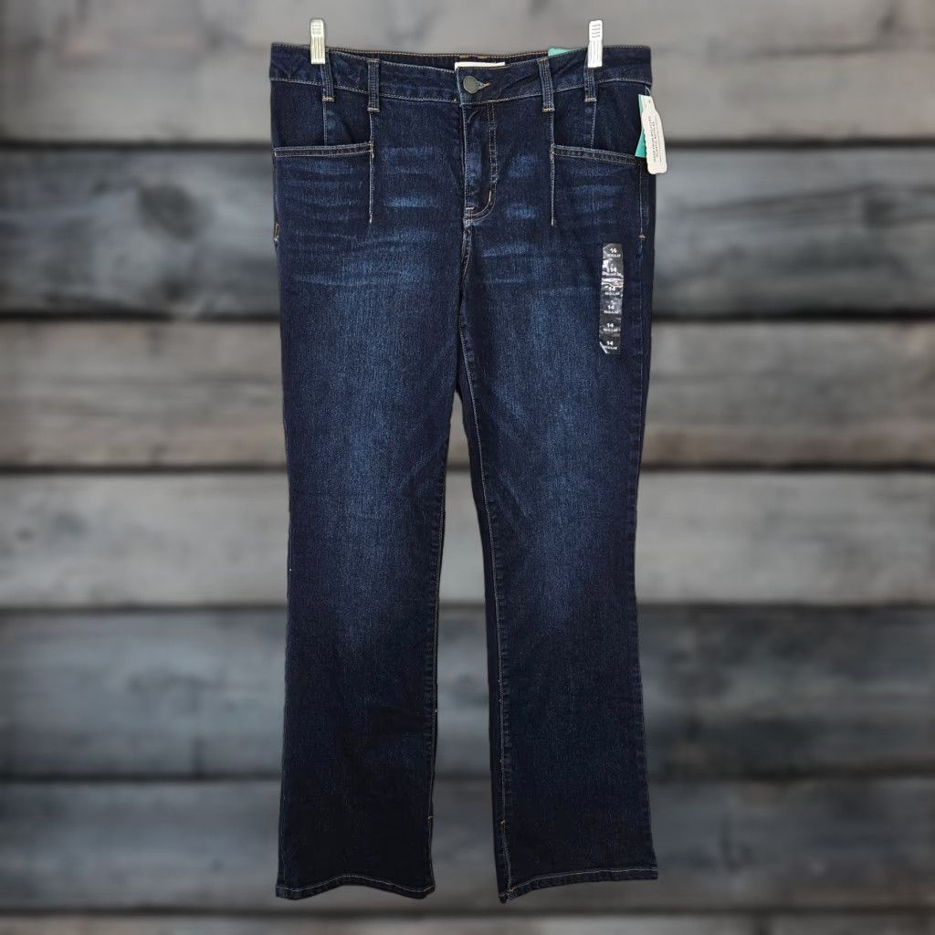 Vintage M Jeans by Maurices Womens Slim Boot Jeans Sz 14 Blue Dark Wash Mid Rise Size 36" / US 14 / IT 50 - 1 Thumbnail