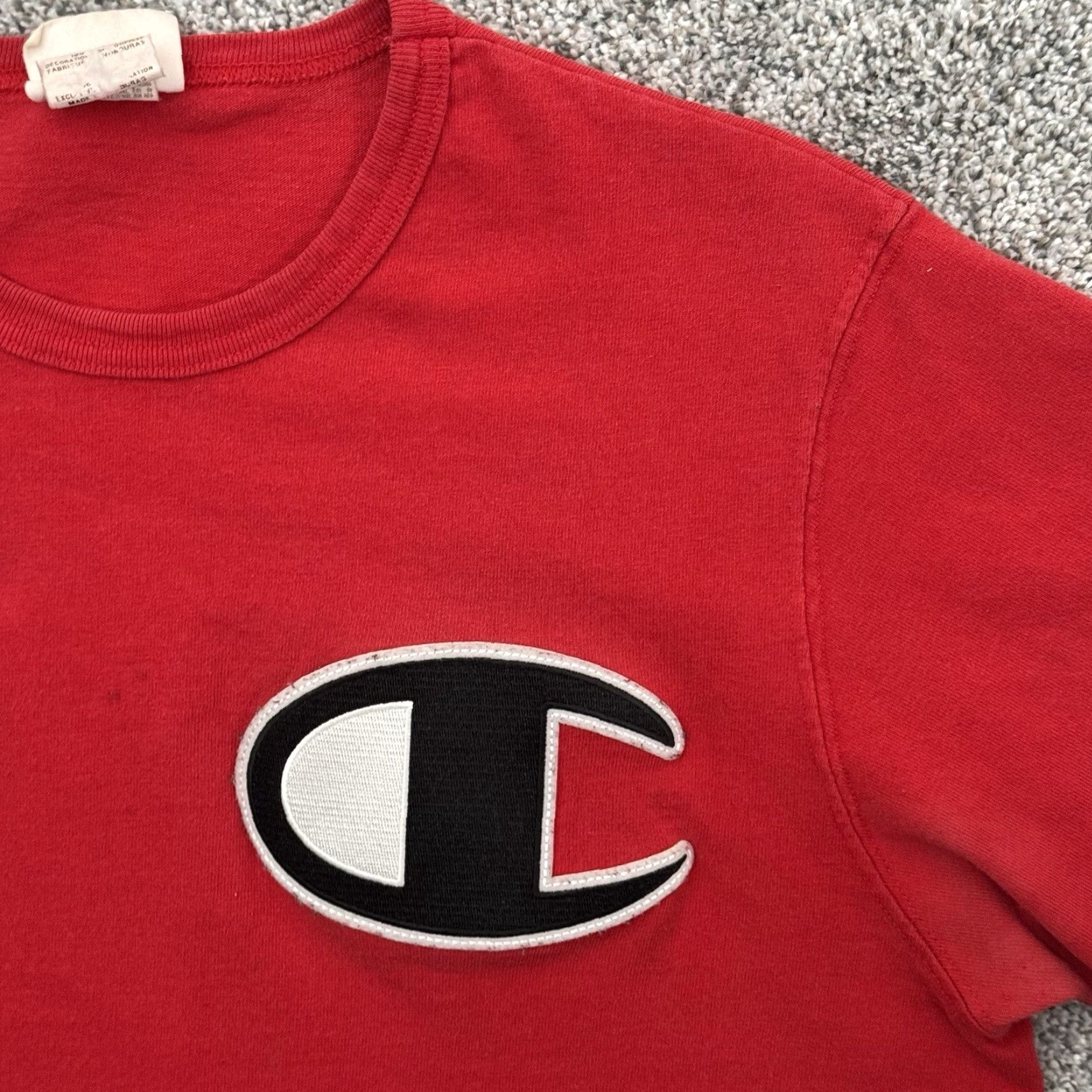 Champion VINTAGE Champion T Shirt Mens Sz Large Athletic Streetwear 90s Heritage Big Logo Red Cotton Jersey Short Sleeve Crew Neck Mens Size US L / EU 52-54 / 3 - 7 Thumbnail