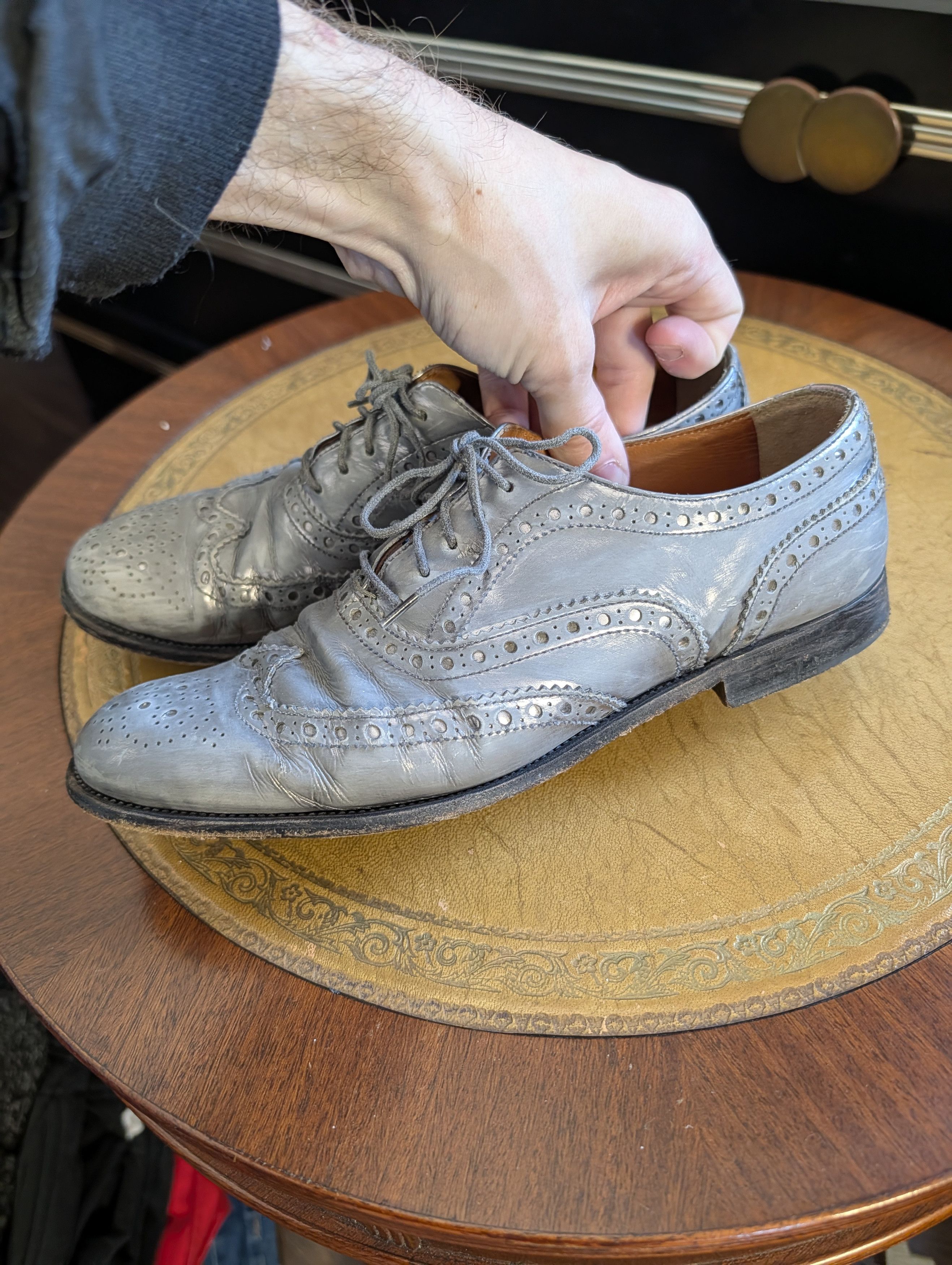Church's $1,400 Burwood silver leather wingtip brogues Italy 37 Size US 6.5 / IT 36.5 - 4 Thumbnail