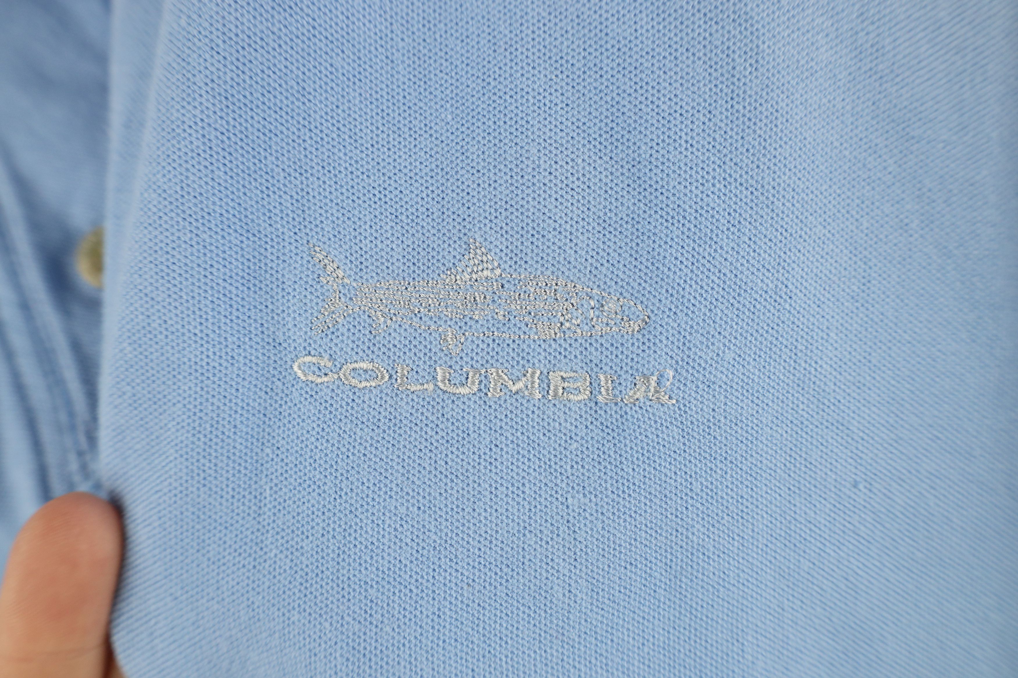 Columbia × Vintage Vintage Columbia Out Fish Collared Polo Shirt Light Blue Size US L / EU 52-54 / 3 - 4 Thumbnail