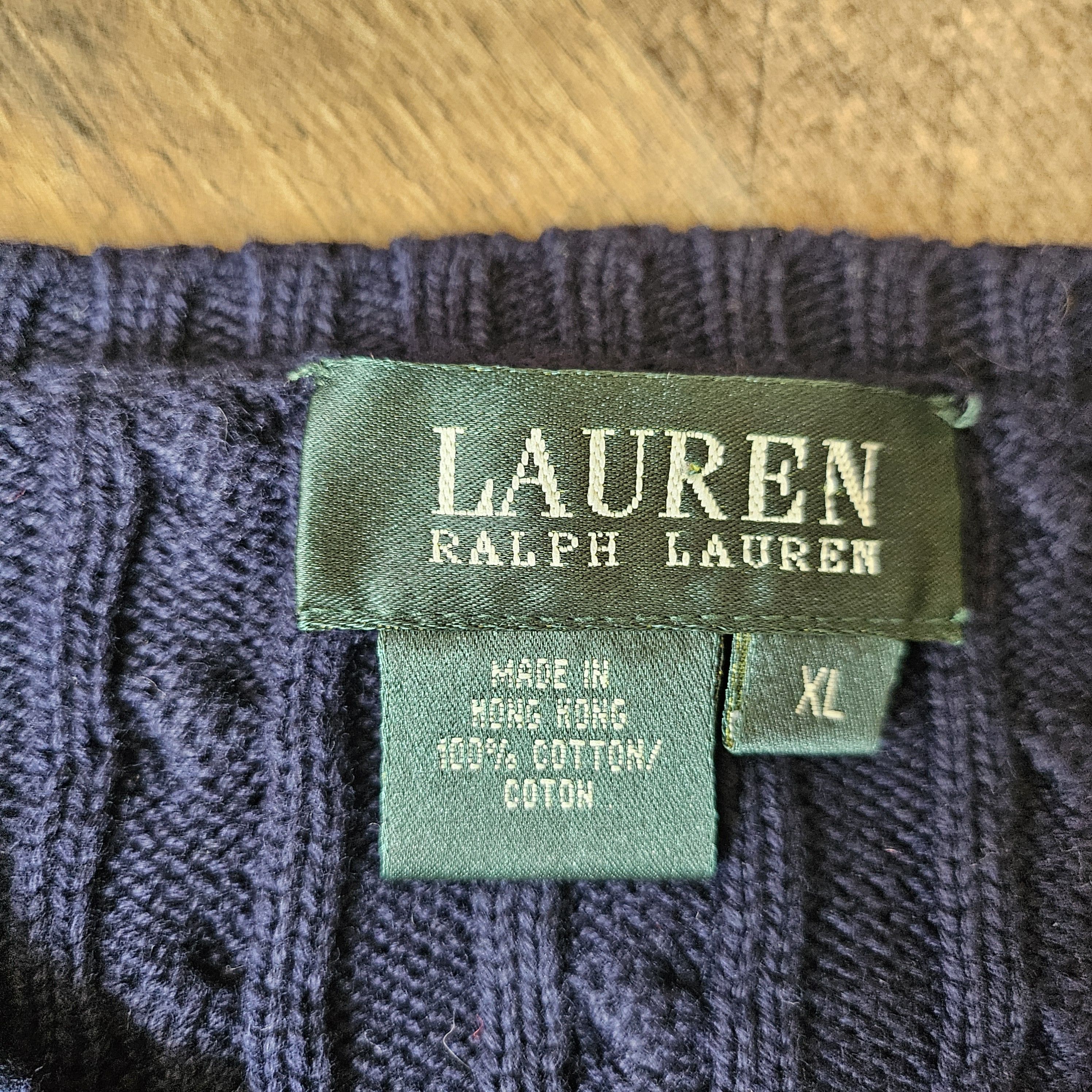 Lauren Ralph Lauren Lauren Ralph Lauren Women’s Navy Cable Knit Cotton Sweater Size XL / US 12-14 / IT 48-50 - 3 Thumbnail