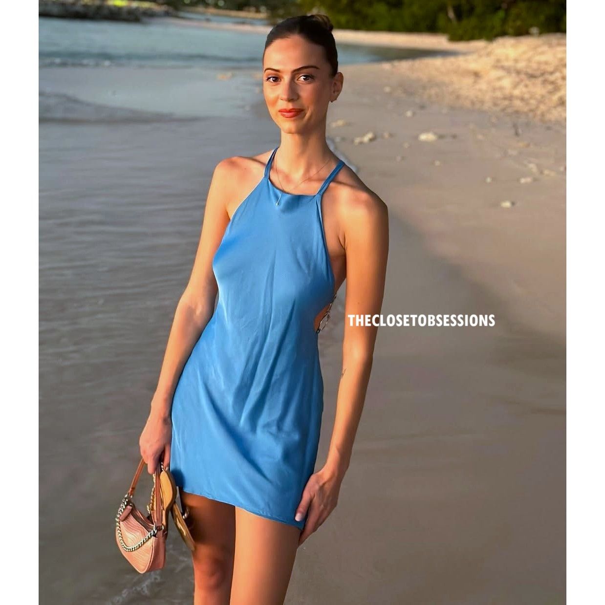 ZARA Blue Halter Mini Dress NWT
