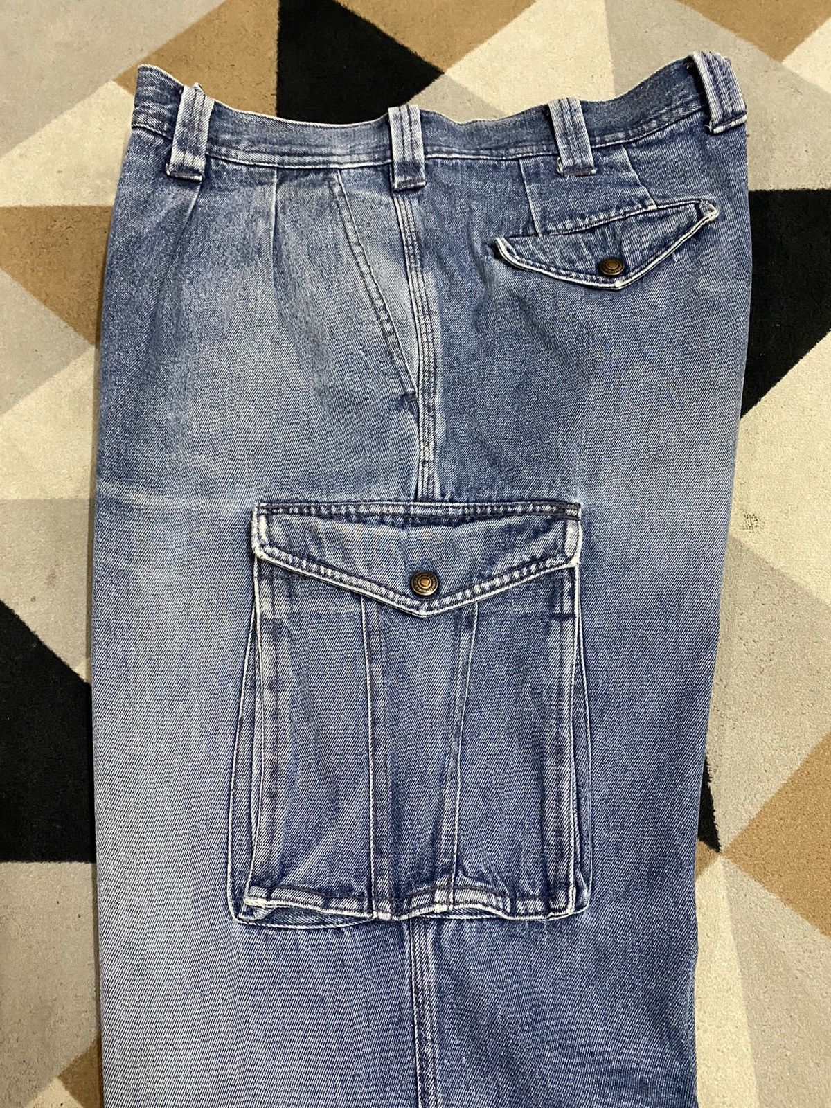 Hope Vintage Avant Garde Faded Wash Cargo Jeans Size US 34 / EU 50 - 8 Thumbnail