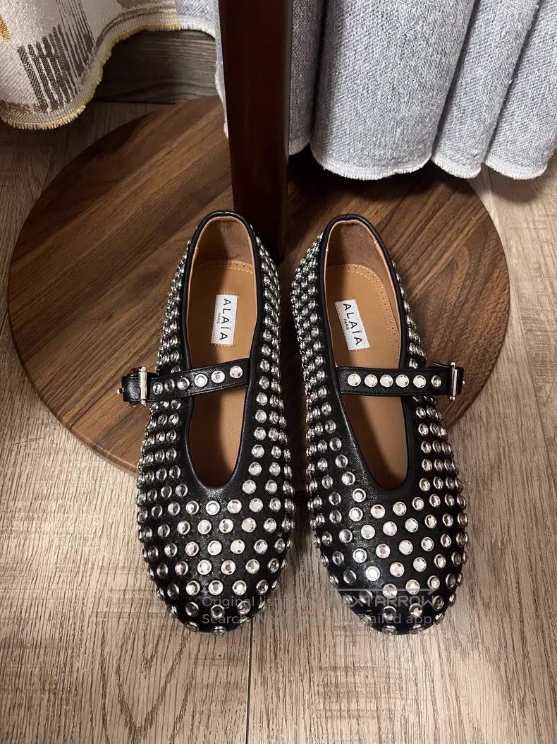 Alaia Alaia Black crystal embellished ladies ballet shoes Size US 5.5 / IT 35.5 - 5 Thumbnail