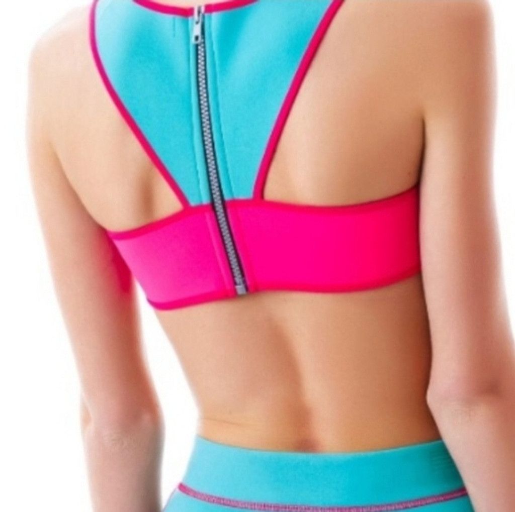 Other NWT This Is A Love Song Neoprene Pink&Blue Cutout Bikini Top Size M / US 6-8 / IT 42-44 - 3 Thumbnail
