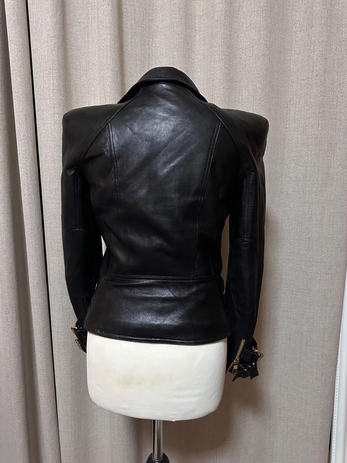 Balmain × H&M BALMAIN for H&M Women Black Leather Biker Jacket US8 EU38 Size M / US 6-8 / IT 42-44 - 6 Thumbnail