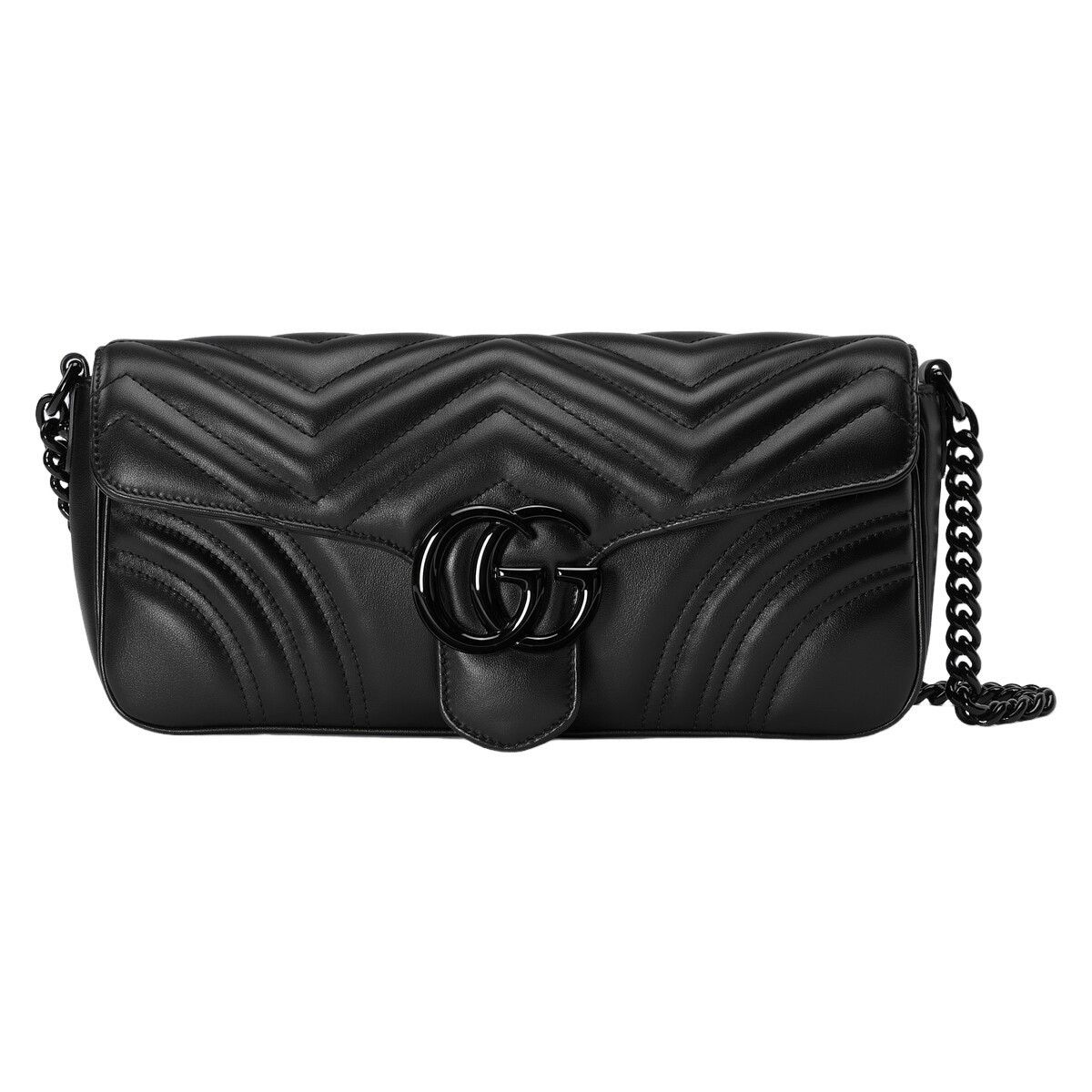 GUCCI GG Marmont Black Chevron Leather Shoulder Bag New & Au