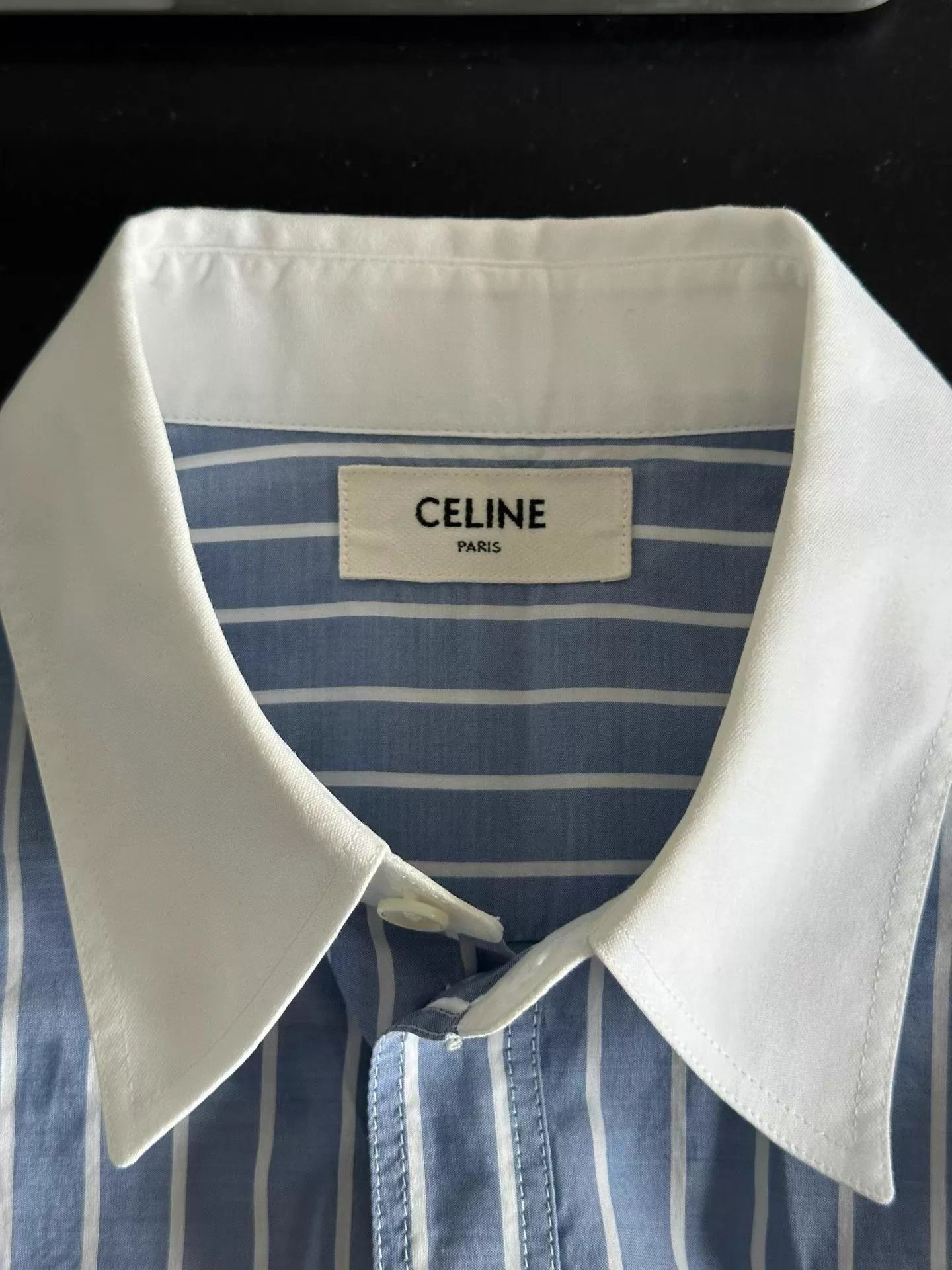 Celine CELINE Striped Triomphe Embroidered Shirt 38 98 Size US S / EU 44-46 / 1 - 3 Thumbnail