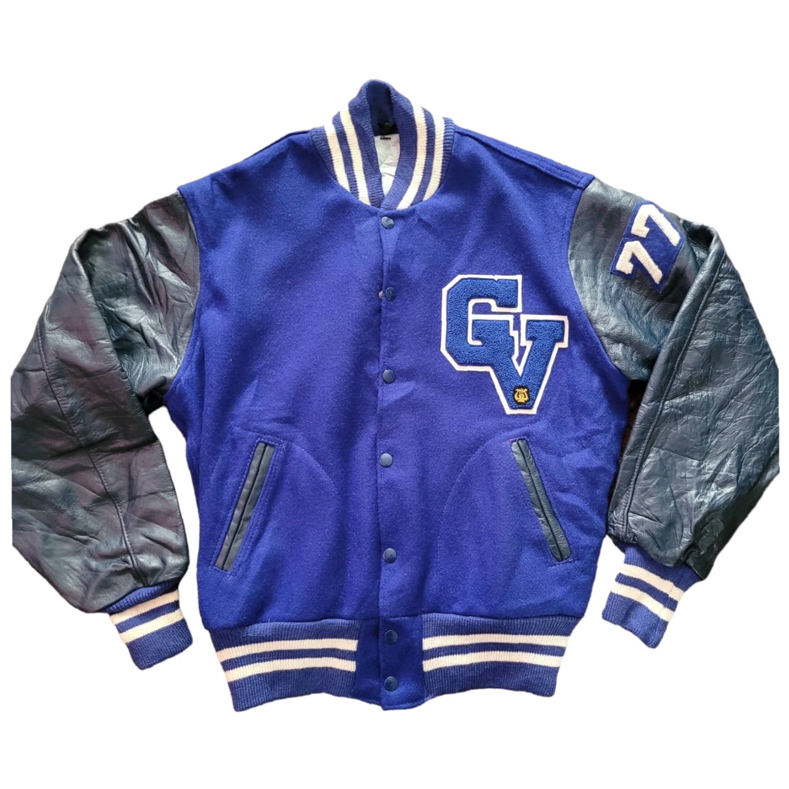 Vintage VINTAGE AFL CIO Garment America United Workers Varsity Jacket M Blue Wool Leather Sleeves Size M Mens Size US M / EU 48-50 / 2 - 7 Thumbnail