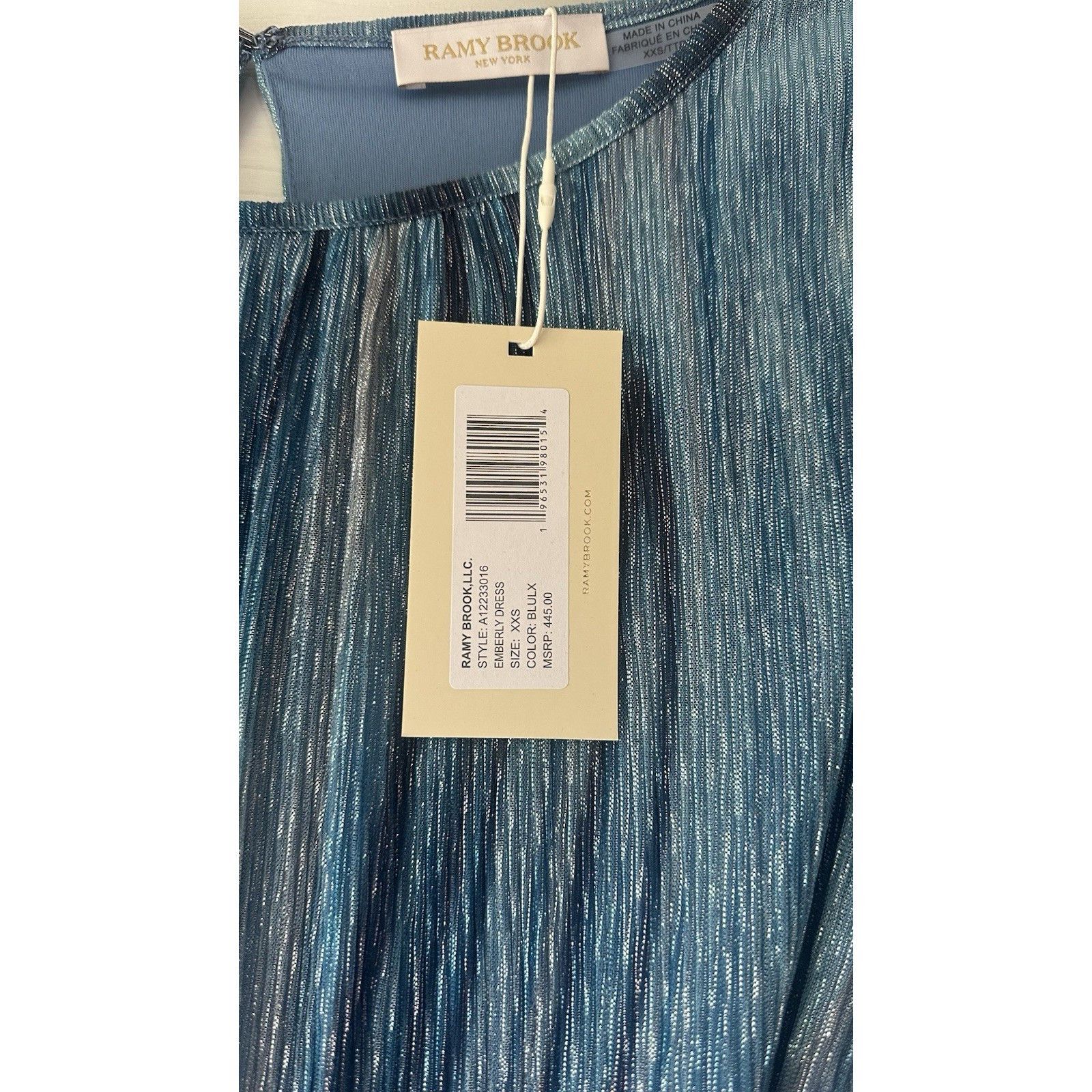 Ramy Brook Ramy Brook Metallic Blue Midi Dress Size XXS / US 00 / IT 34 - 4 Thumbnail
