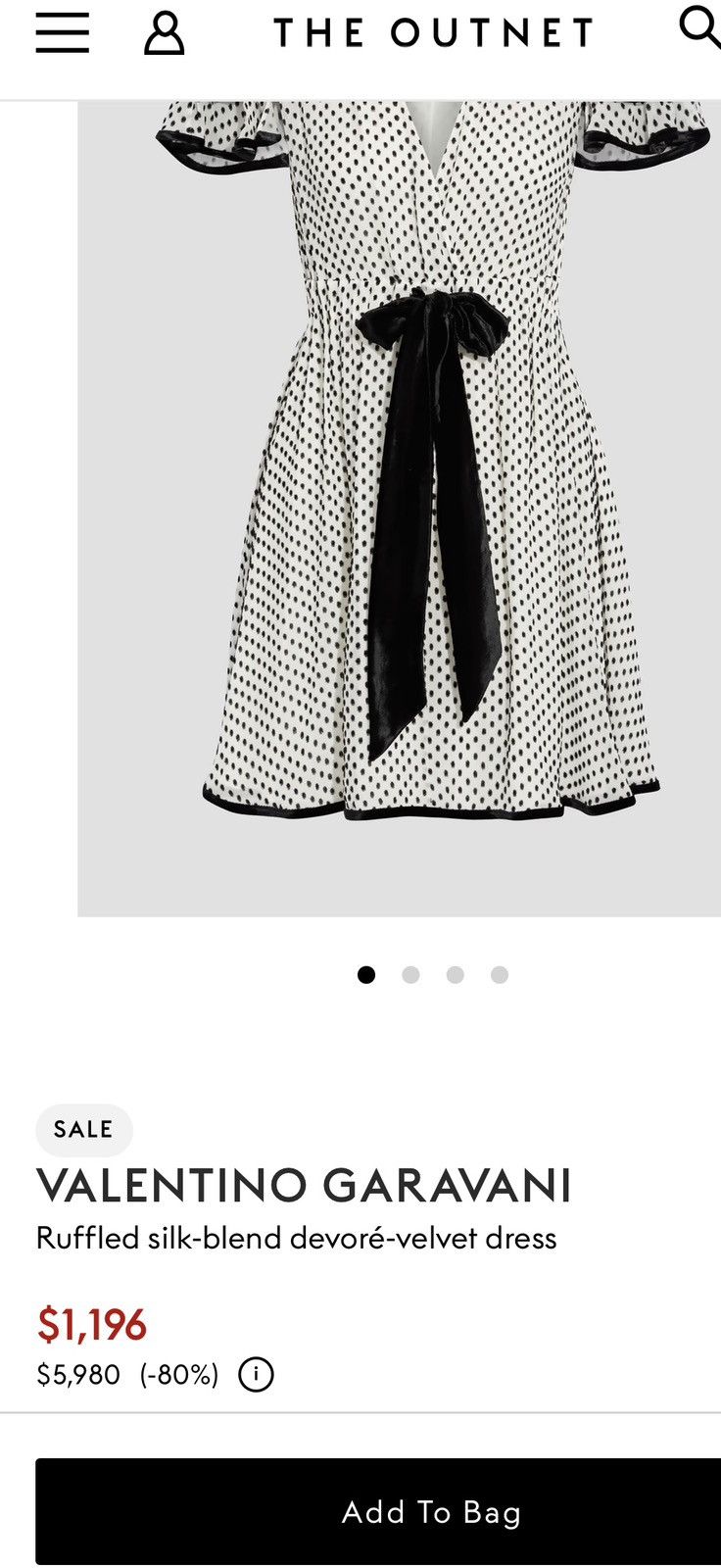 Valentino VALENTINO GARAVANI Ruffled silk-blend devoré-velvet Dress Size S / US 4 / IT 40 - 5 Thumbnail