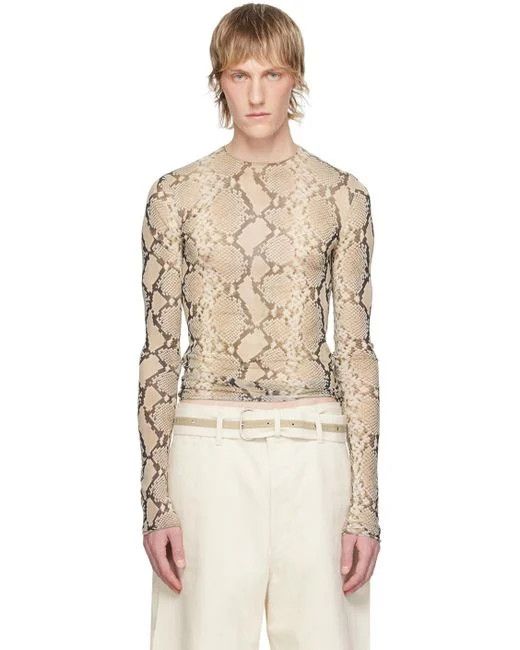 o1s22i1n1024 Long-Sleeved Silk T-Shirt in Neutro