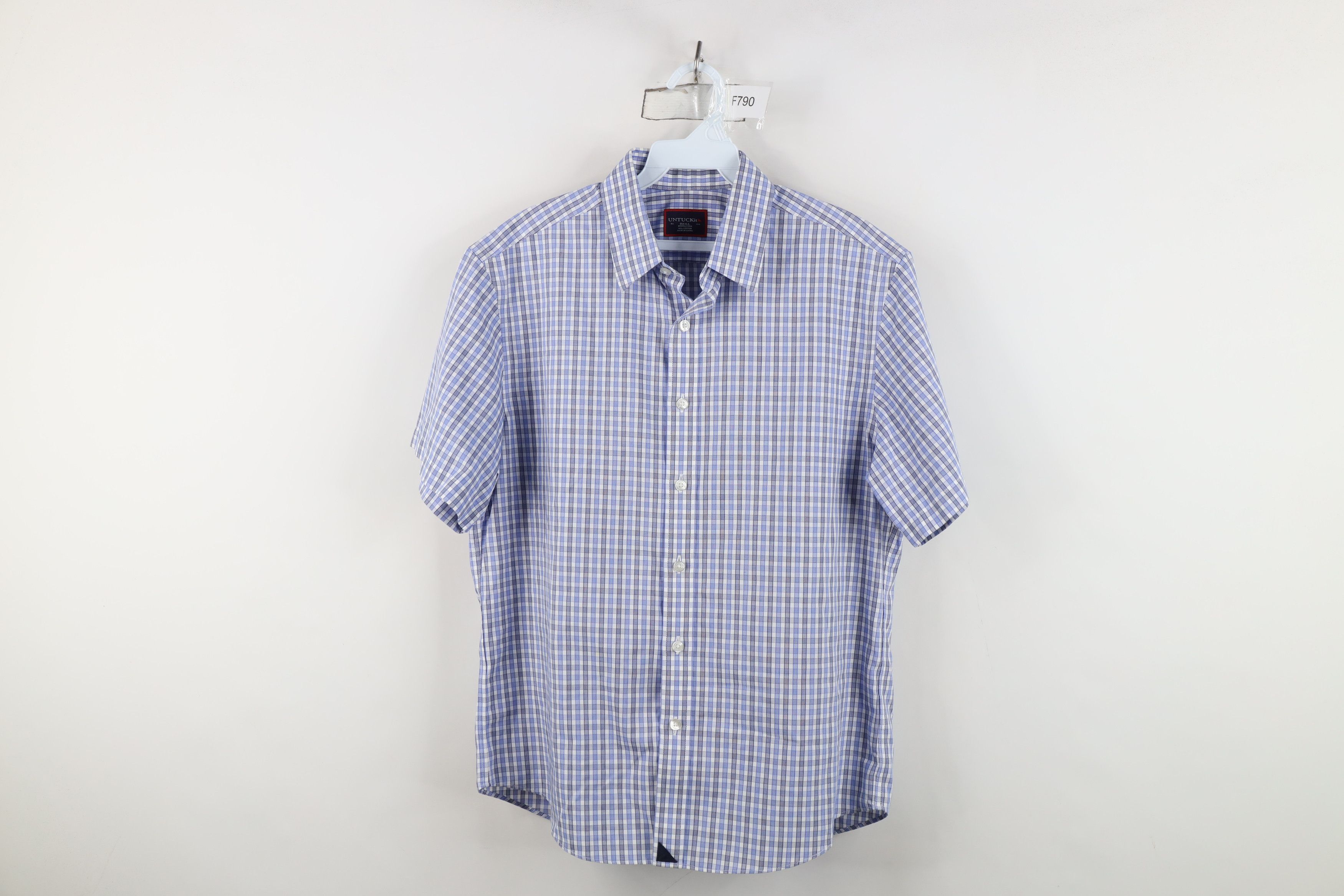 UNTUCKit Untuckit Free Short Sleeve Collared Button Shirt Blue Plaid Size US S / EU 44-46 / 1 - 1 Thumbnail