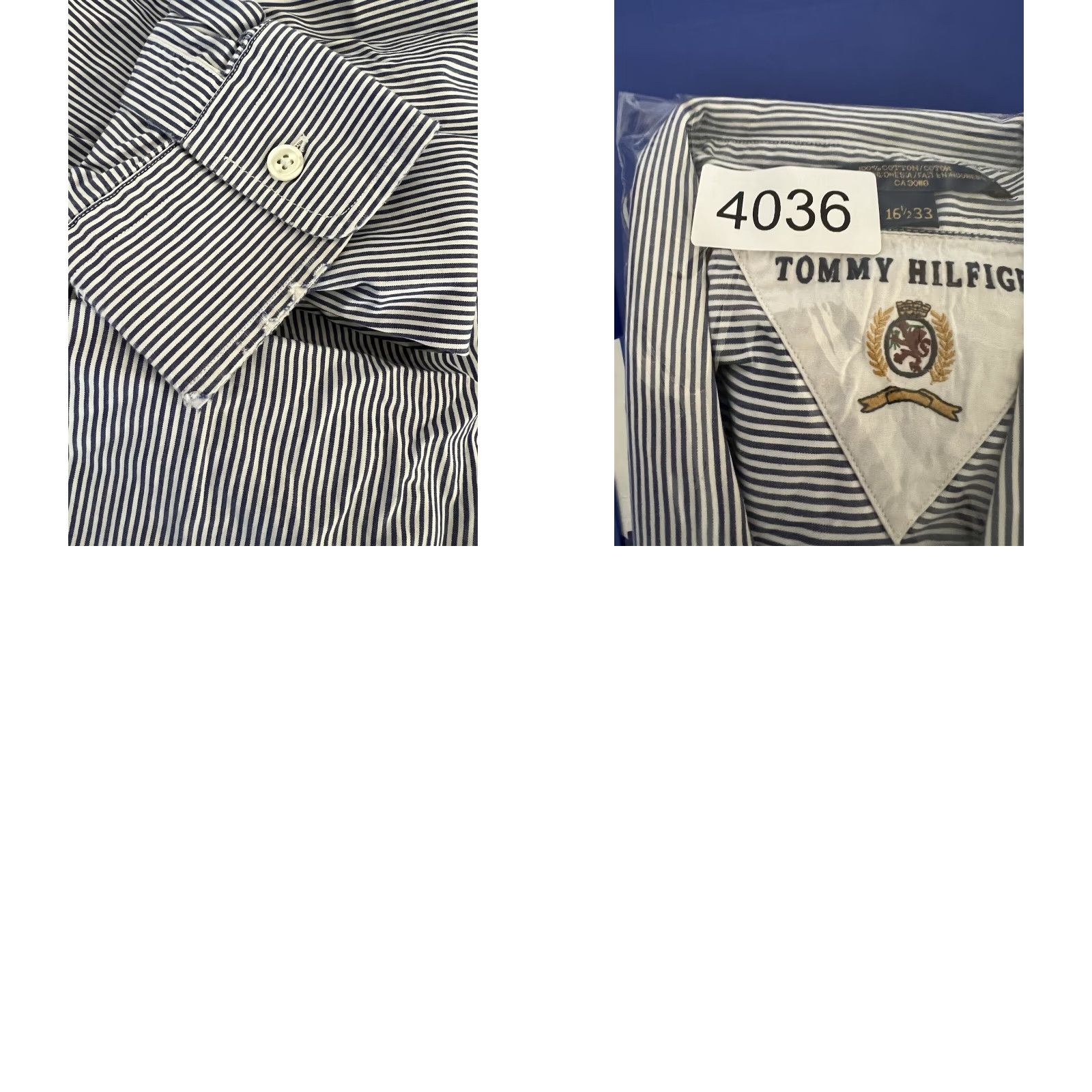 Tommy Hilfiger VINTAGE Tommy Hilfiger Button Up Long Sleeve Shirt 16.5 Crest Blue Stripe Men 90s Classic Retro Shirt Size US XL / EU 56 / 4 - 8 Thumbnail