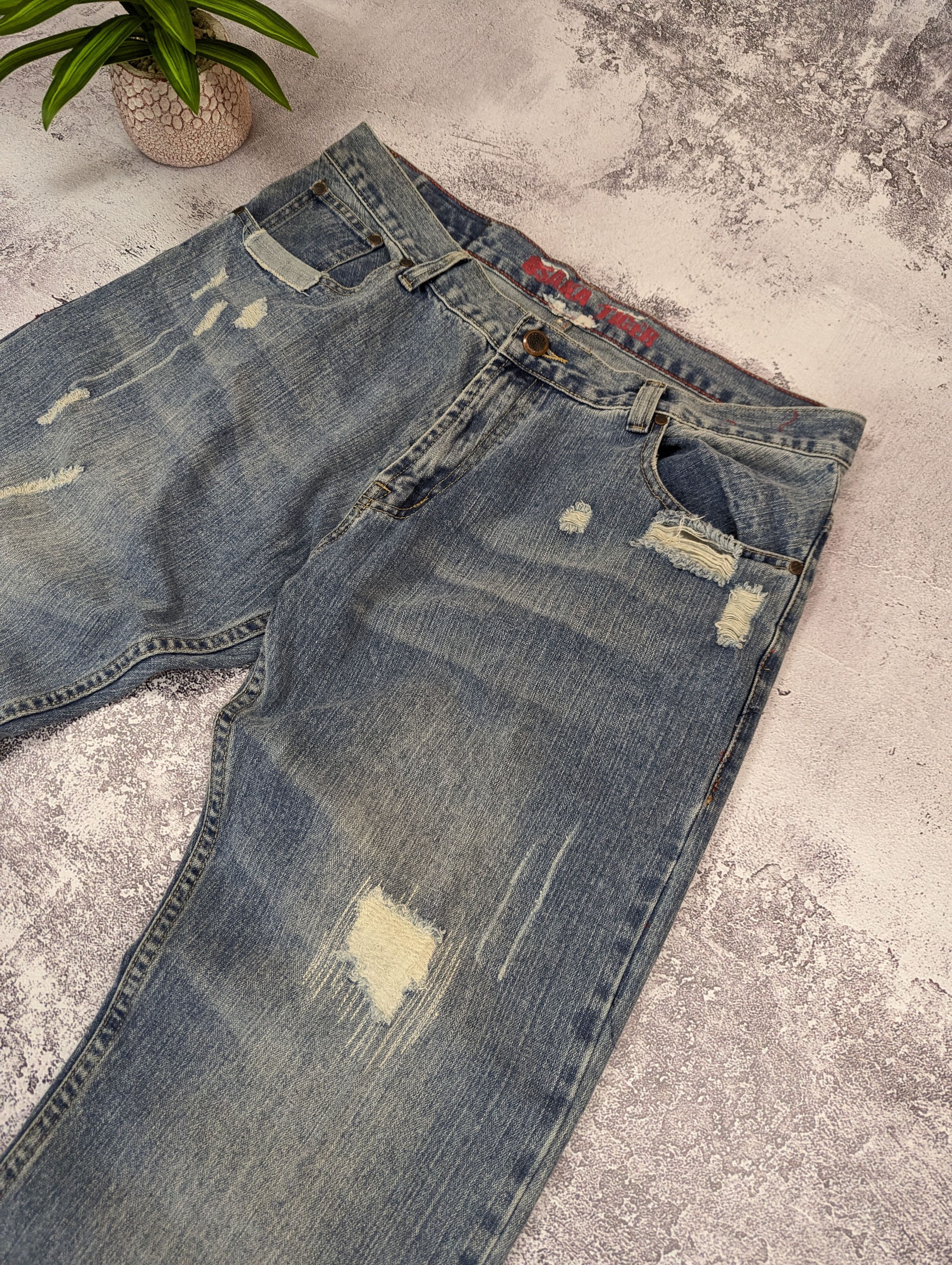 Japanese Brand Osaka Tiger Japanese Distressed Light Blue Jeans Mens Sz 38R Size US 38 / EU 54 - 16 Thumbnail