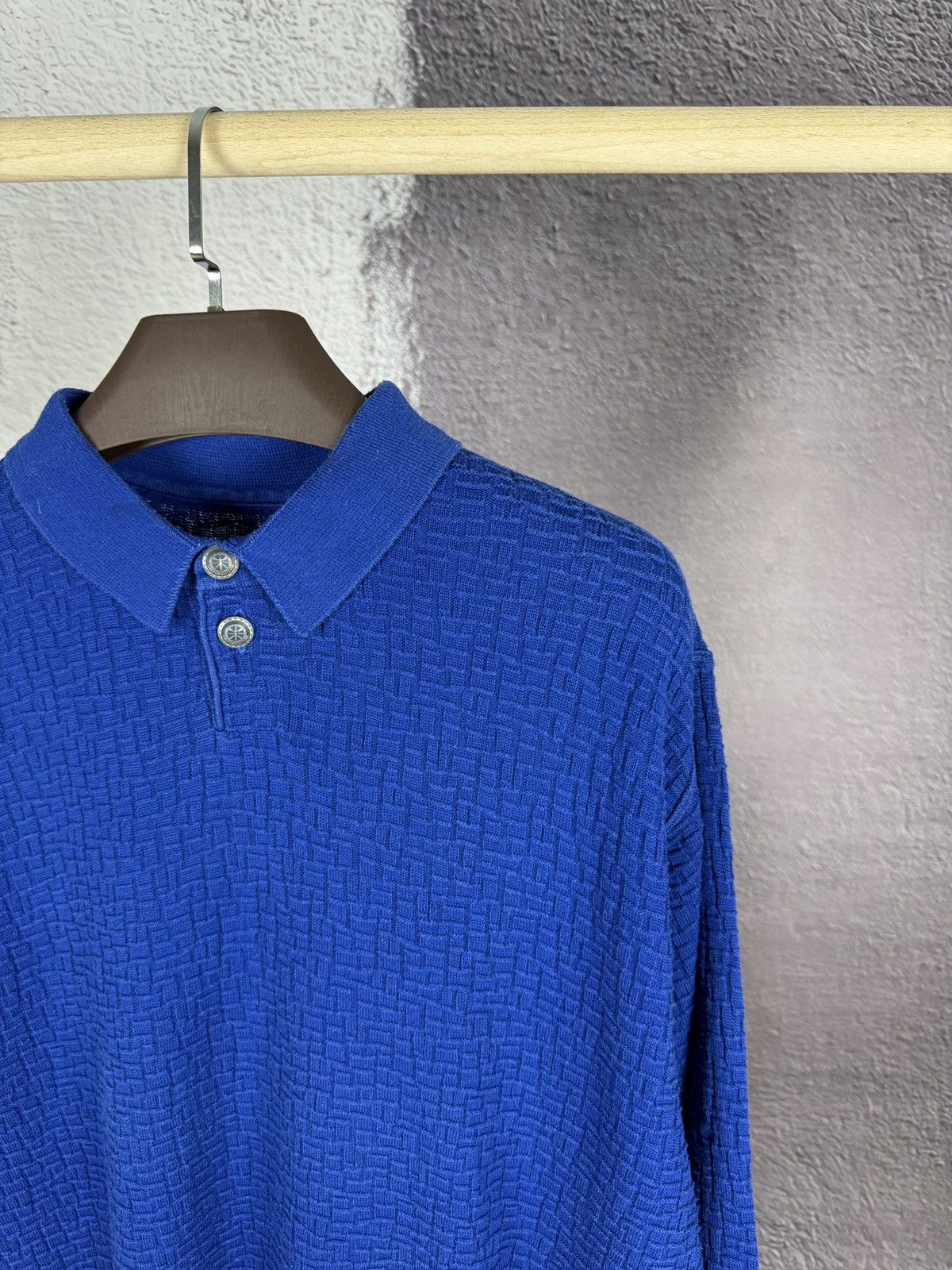 Carlo Colucci × Vintage Carlo Colucci vintage blue knitted rugby polo shirt LS Size US L / EU 52-54 / 3 - 4 Thumbnail