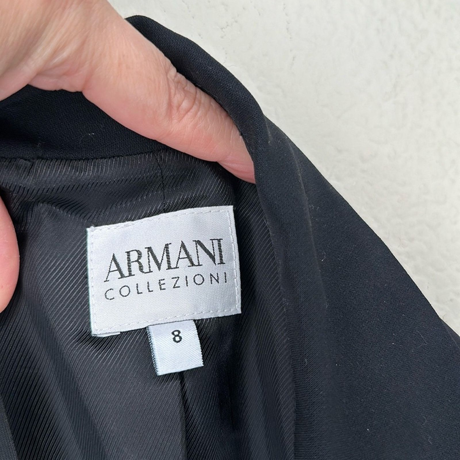 Armani Collezioni VTG Armani Collezioni 100% Wool Tuxedo Pant Suit Black Sz 8 Size M / US 6-8 / IT 42-44 - 10 Thumbnail
