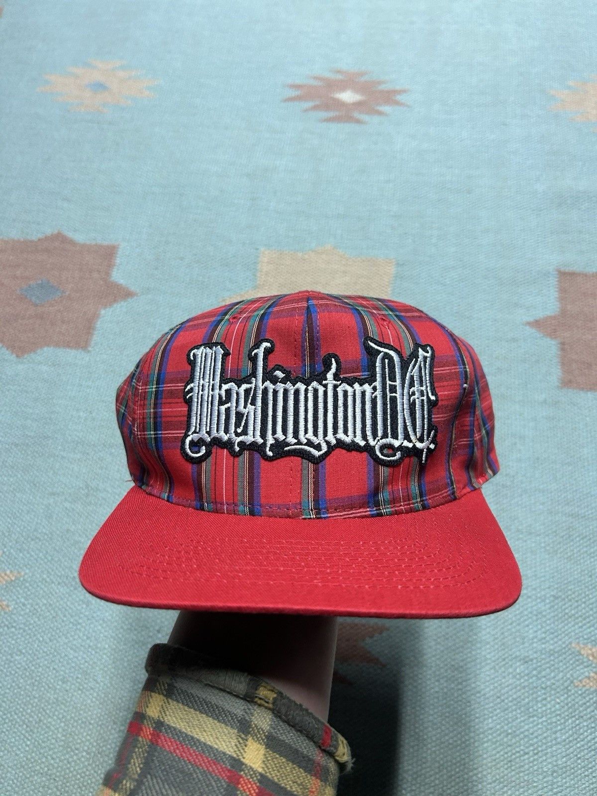 Vintage Vintage SnapBack hat Washington DC plaid embroidered red Size ONE SIZE - 2 Thumbnail