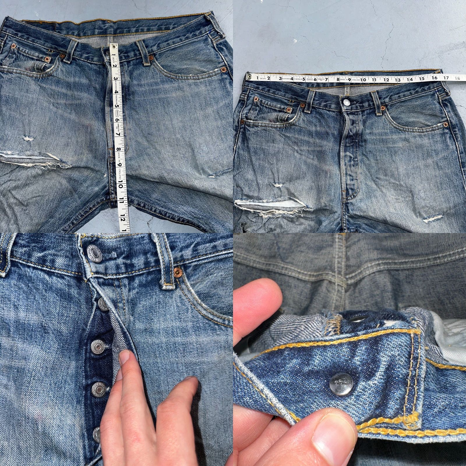 Levi's VINTAGE Levi's 501 Jeans - Denim Straight Fit - Blue Light Wash - 34x34 - Men / Regular Rise - 90s Theme Size US 34 / EU 50 - 8 Thumbnail