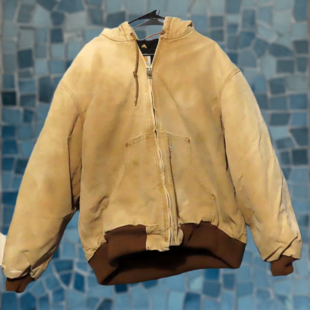 Carhartt Vintage Carhartt J140 Faded Distressed Stained Hooded Active Jacket XL Tan Size US XL / EU 56 / 4 - 1 Thumbnail