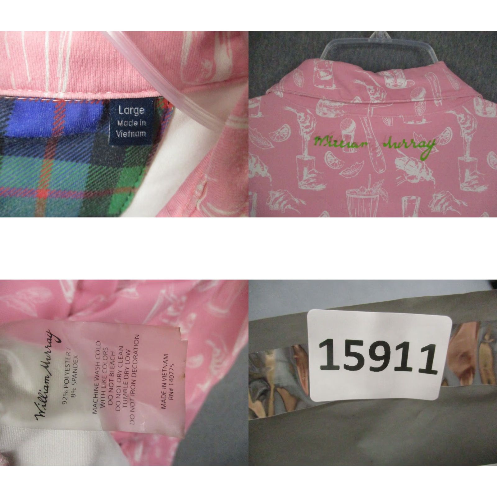 Vintage William Murray Polo Shirt Mens Large Pink Golf Drinks Shirt Polo Mens L Pink Golf Casual Logos Christmas Preppy Rugby Brand Eng Clothing Shirt Size US L / EU 52-54 / 3 - 8 Thumbnail
