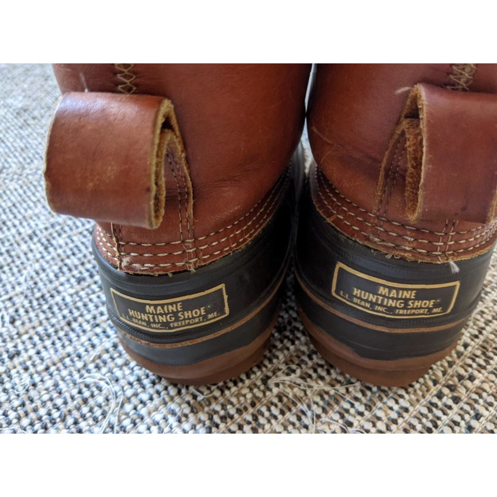 Vintage VINTAGE L.L. Bean Boots Womens 11 Wool Lined Pull-On Brown Leather 7.5" Tall Mens? Size US 11 / IT 41 - 2 Thumbnail