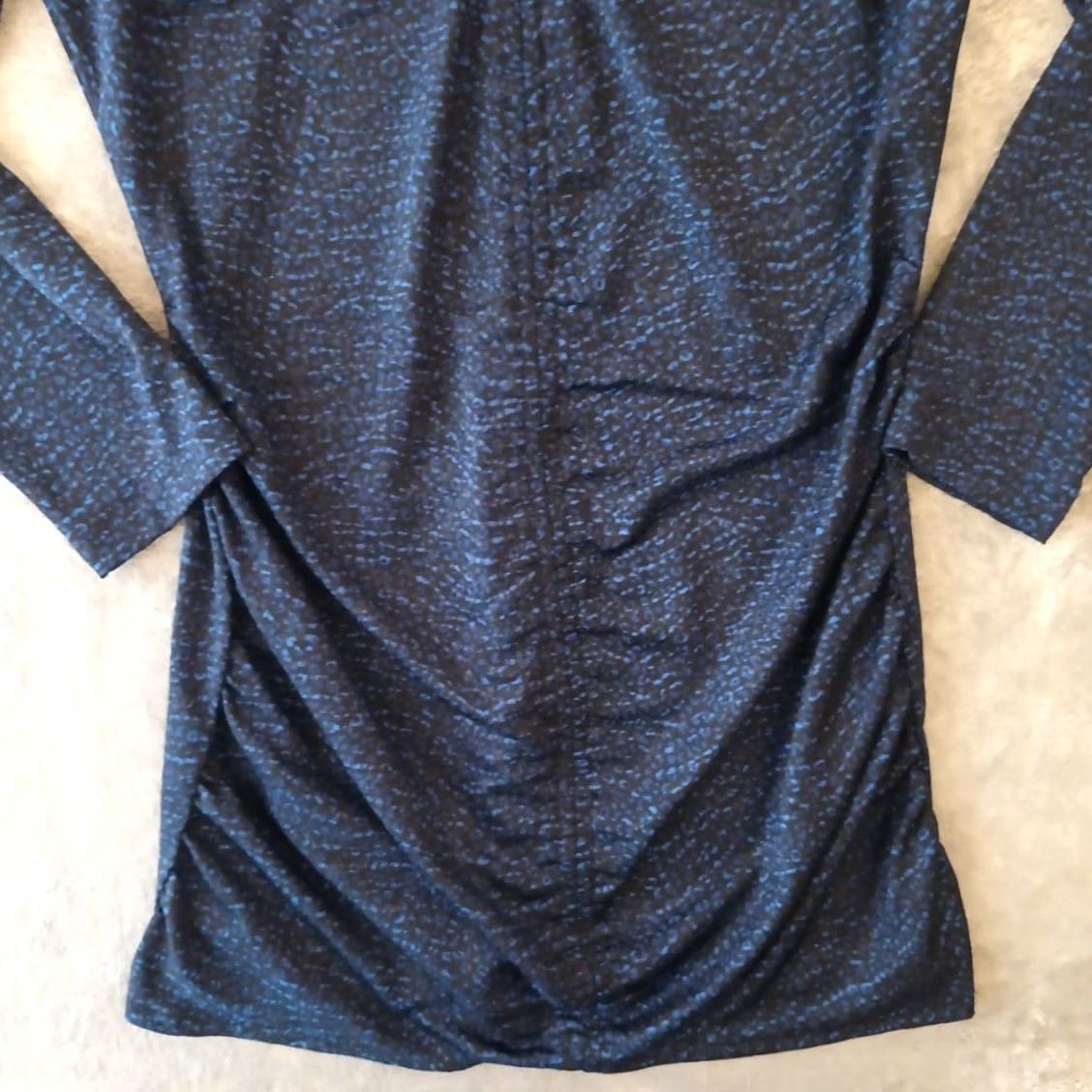 Michael Kors Michael Kors Dress Short Blue Geometric Ruched V-Neck Long Sleeve XL Dress Women Slim Bodycon Size XL / US 12-14 / IT 48-50 - 4 Thumbnail