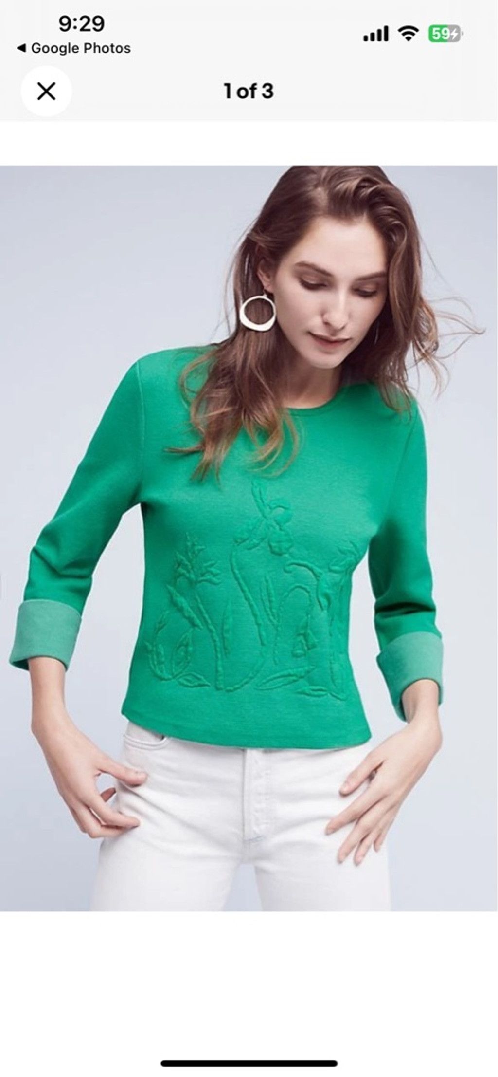 Anthropologie Anthropologie Moth Green Embroidered Sweater Size XS / US 0-2 / IT 36-38 - 1 Thumbnail
