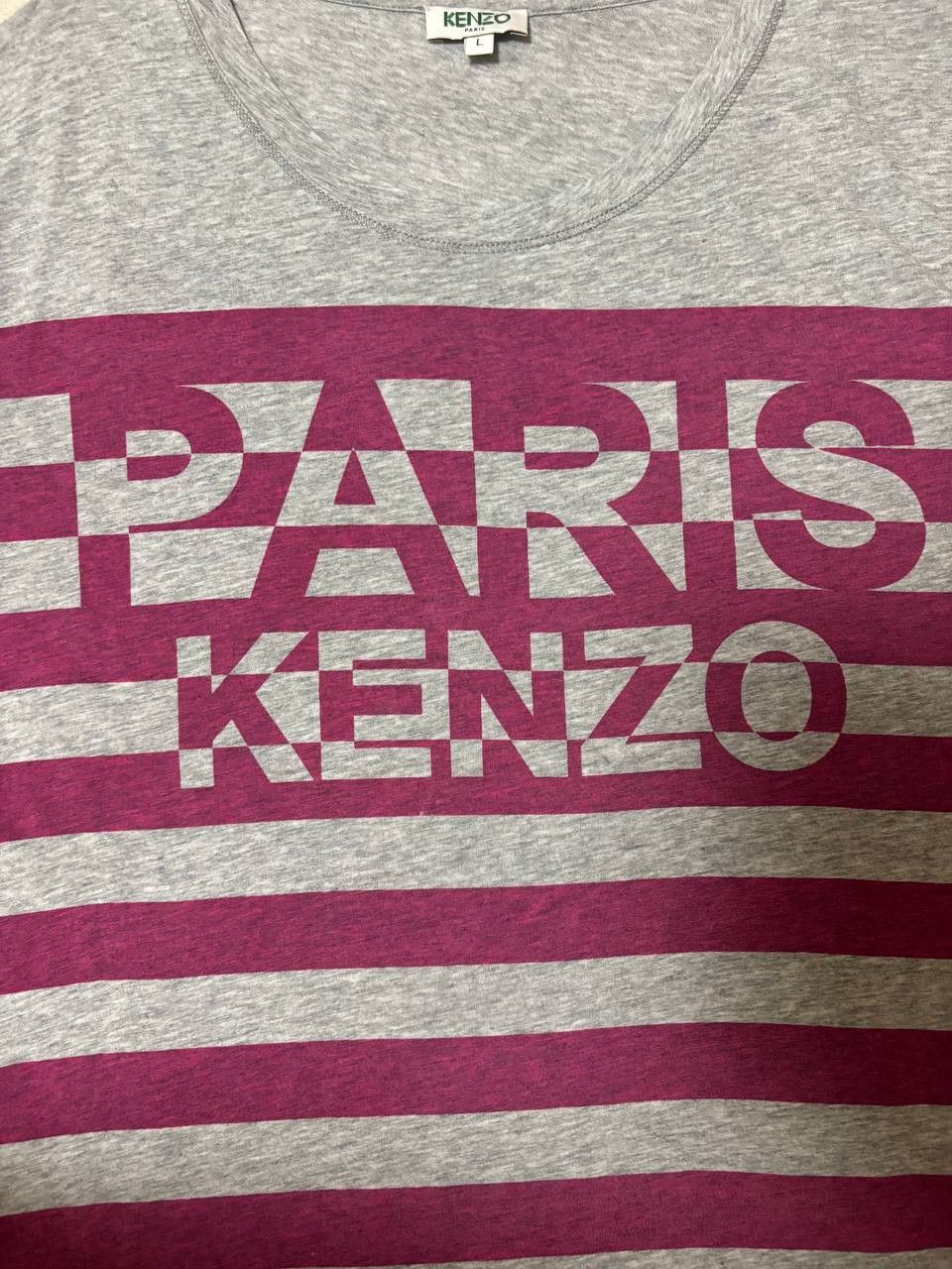Kenzo Kenzo PARIS women's gray t-shirt with purple stripes, L Size L / US 10 / IT 46 - 9 Thumbnail