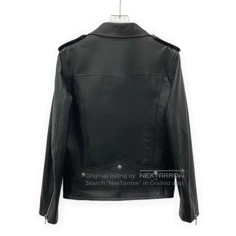 Saint Laurent Paris Saint Laurent Paris Black Leather Notched Lapel Zipped Lon Size US L / EU 52-54 / 3 - 2 Thumbnail