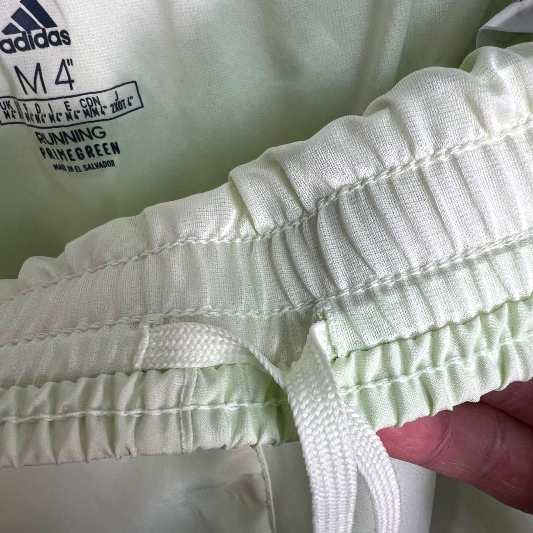 Adidas Adidas Womens Medium Lime Green Running Shorts W/ White Trim - Athletic, Activewear, 30 in Waist, Drawstring, Polyester, Regular, Inseam 4 in, Sports Size 32" / US 10 / IT 46 - 4 Thumbnail