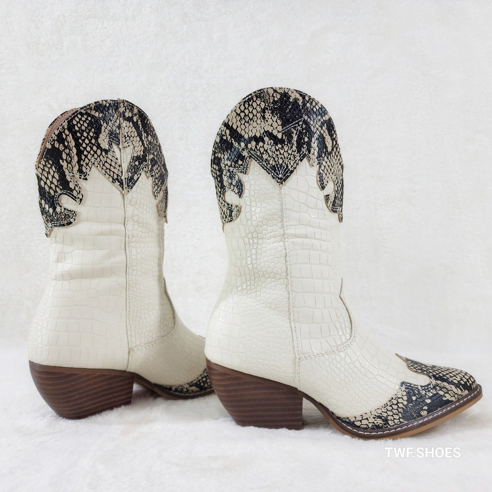 Other Snake Bite Cream Western Reptile Cowboy Pull On Country Cowg Size US 7 / IT 37 - 7 Thumbnail