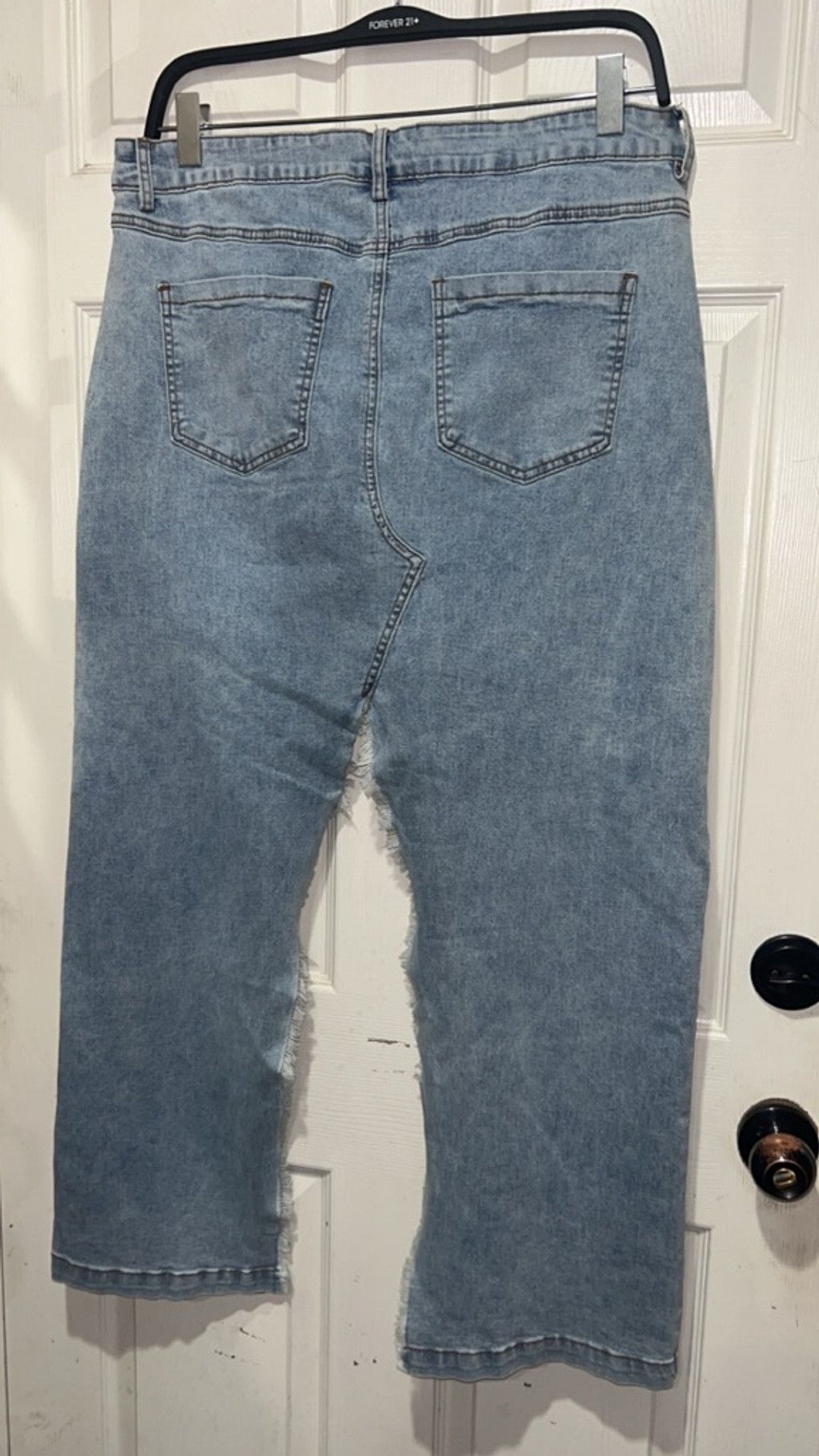 Fashion Nova Women's Fashion Nova Plus Light Wash Blue Distressed Denim M Size 40" / US 18 - 3 Thumbnail