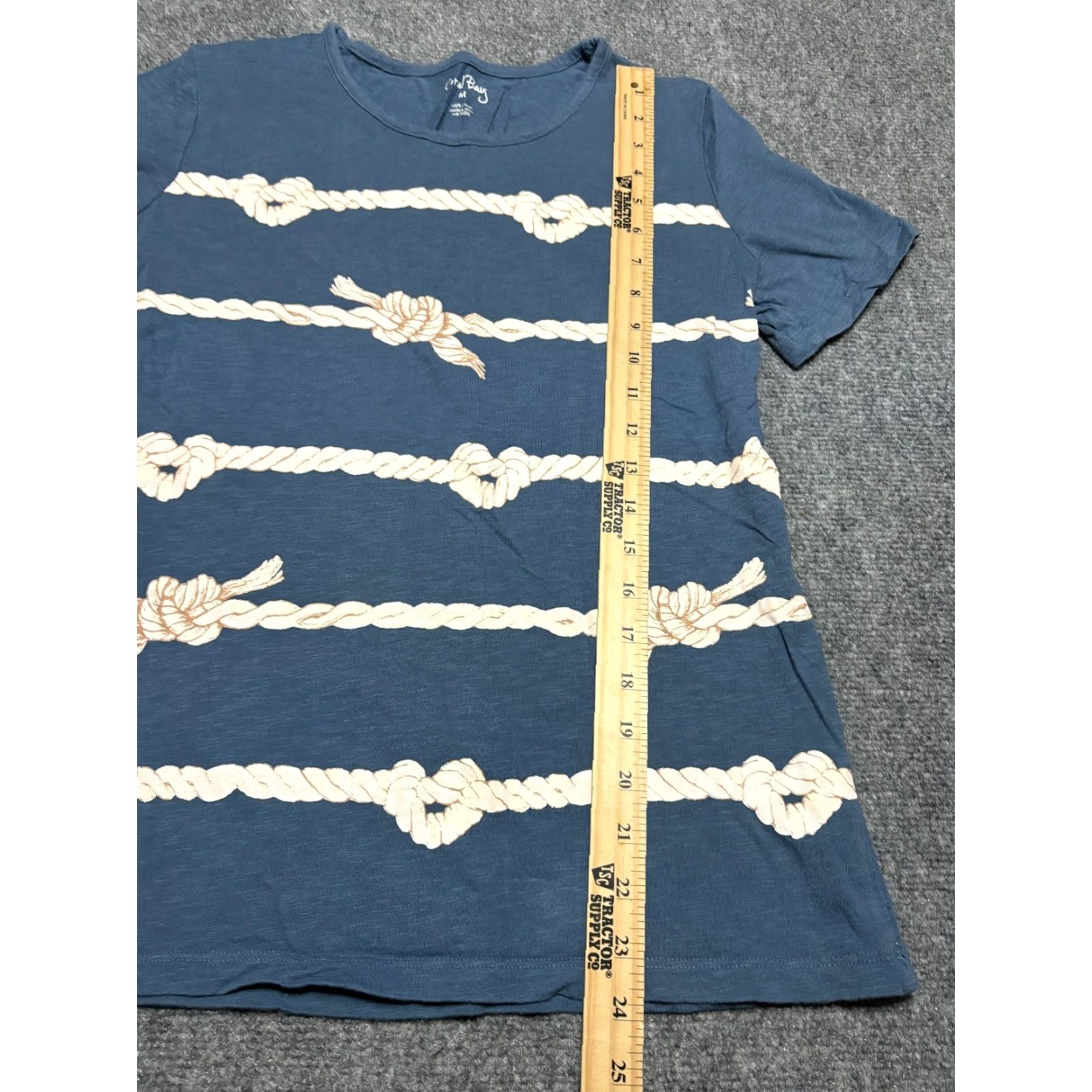 Vintage Coral Bay T-Shirt Women's M Blue Nautical Ship Rope Pattern Short Sleeve Size M / US 6-8 / IT 42-44 - 2 Thumbnail